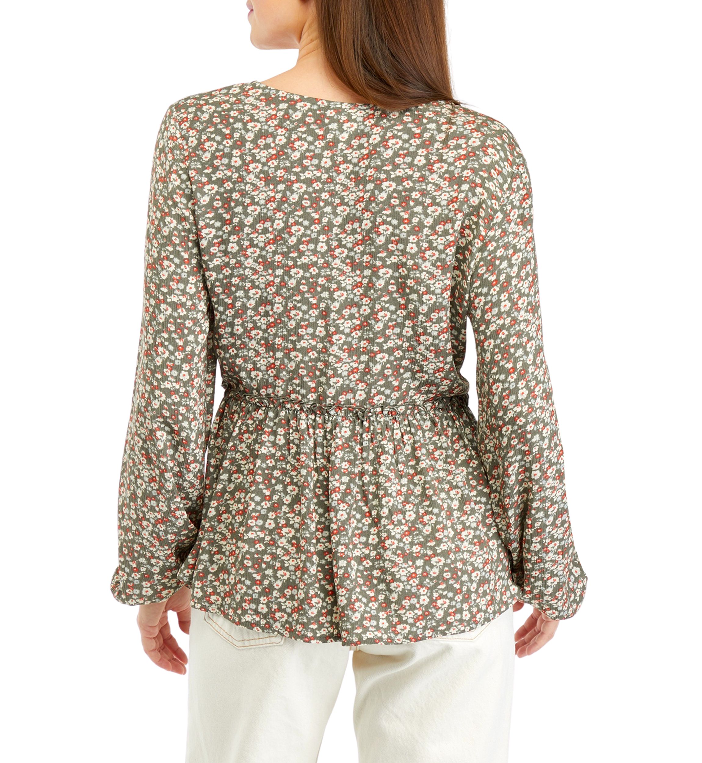 Juniors High Low Printed Woven Top