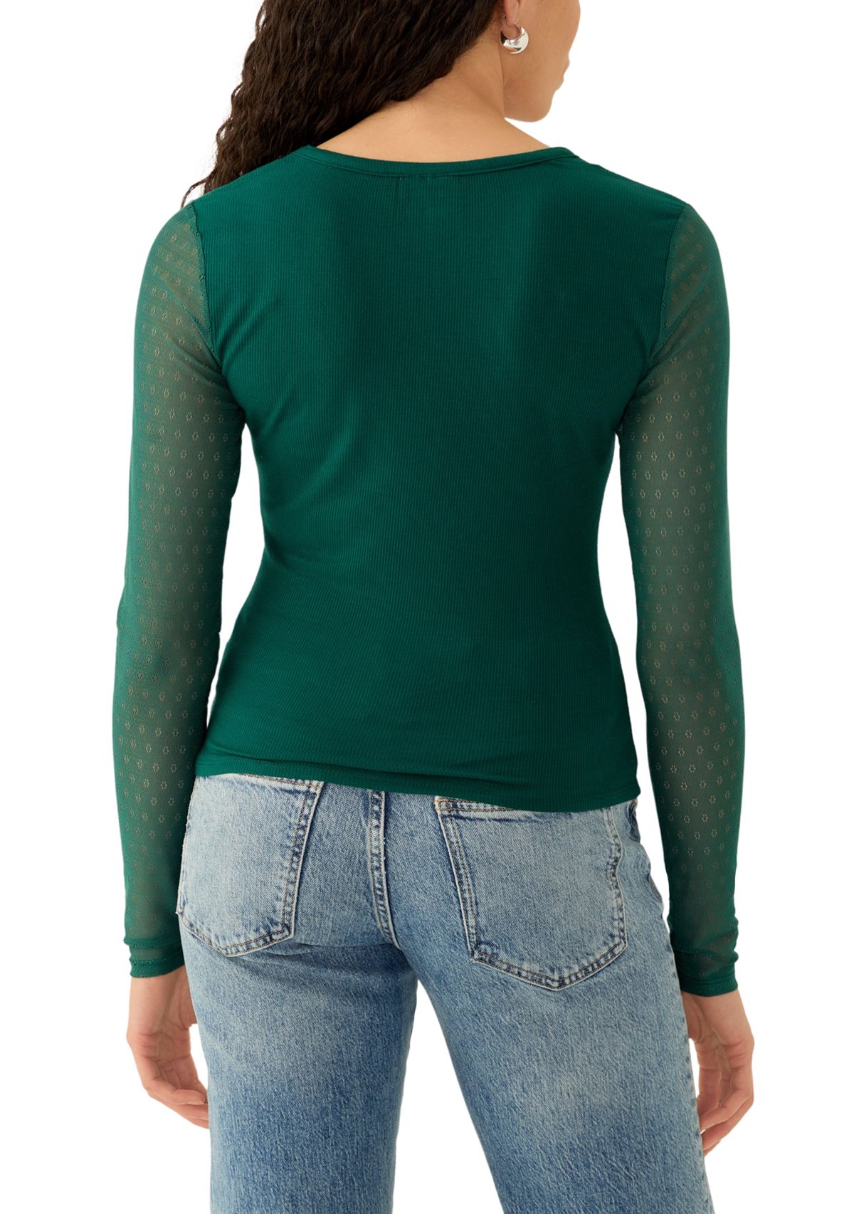 Womens Long Sleeve Sweetheart Neck Top