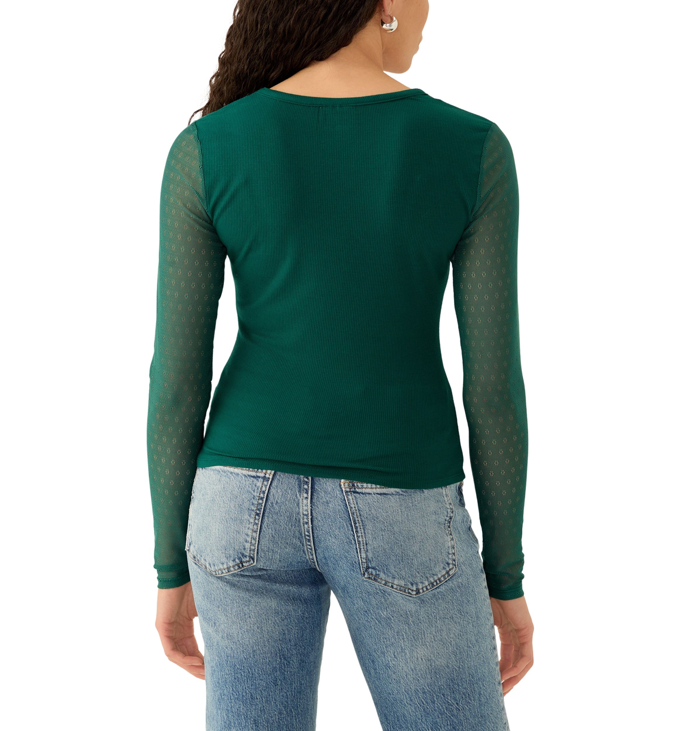 Womens Long Sleeve Sweetheart Neck Top