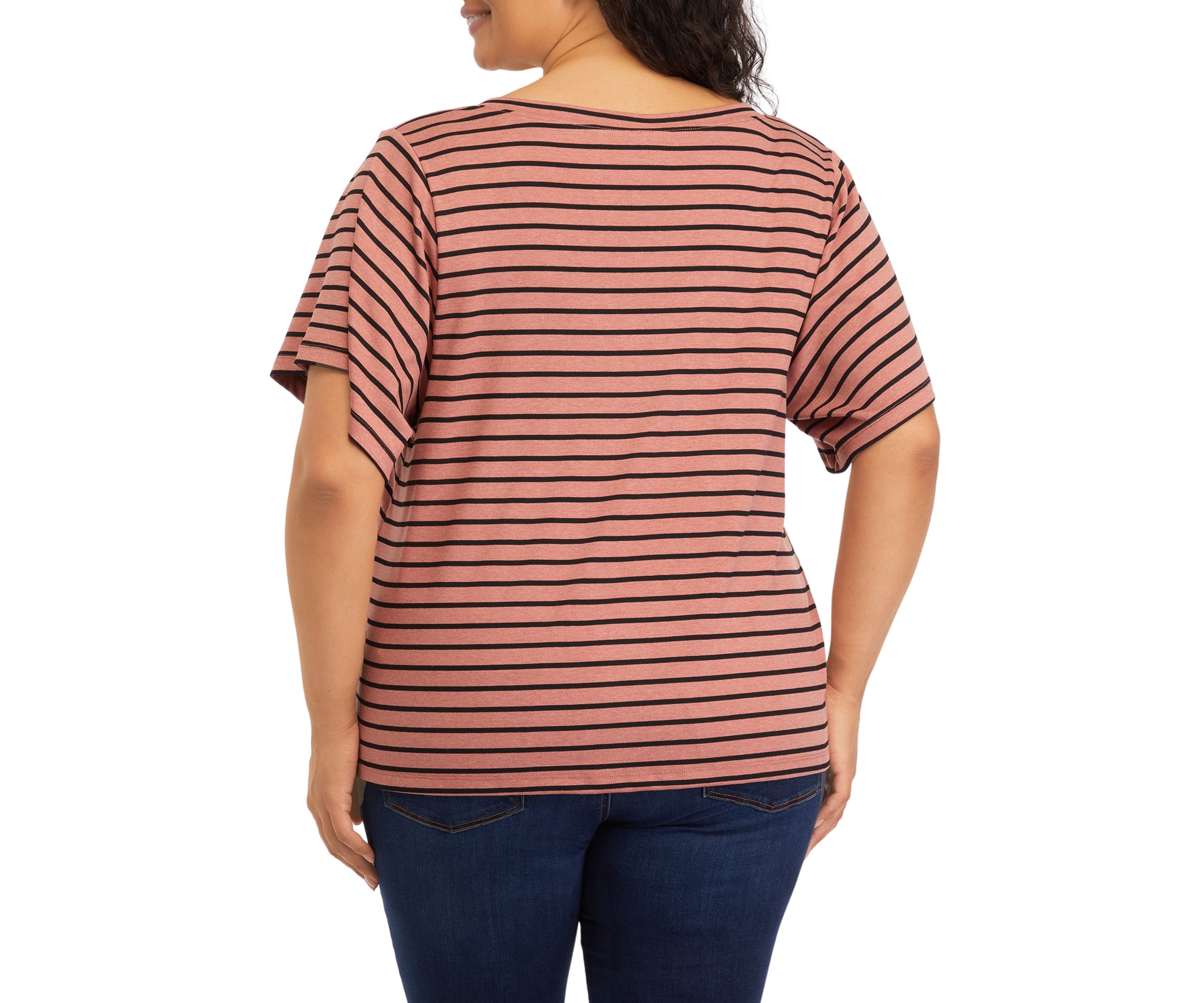 Plus Size Deconstructed Sleeves V-Neck T-Shirt