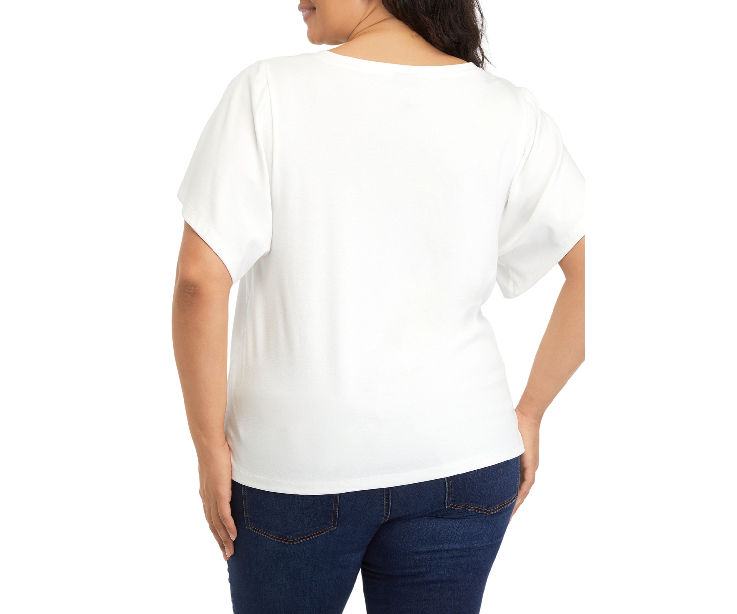 Plus Size Deconstructed Sleeves V-Neck T-Shirt