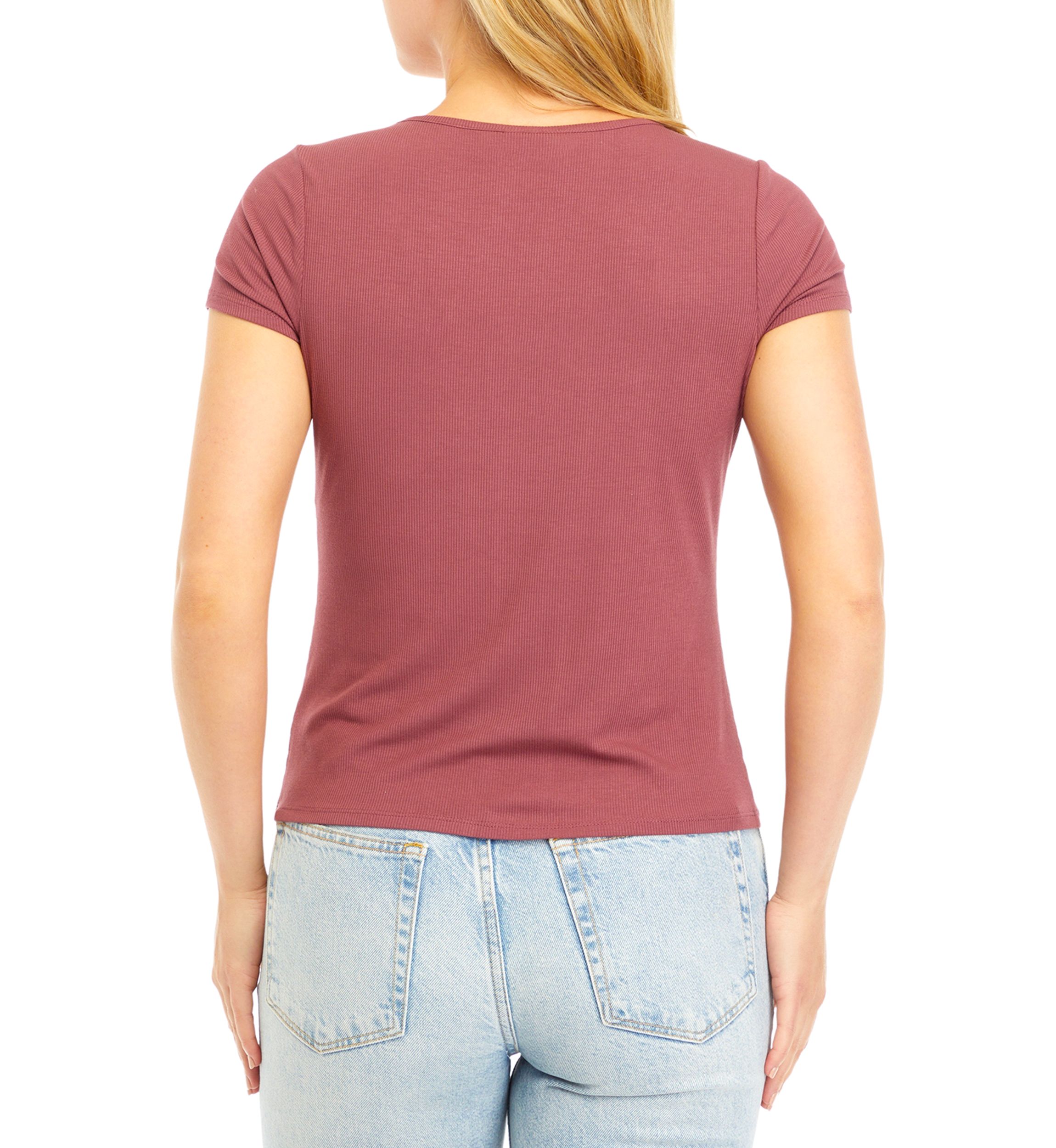 Juniors Short Sleeve Scoop Neck Top