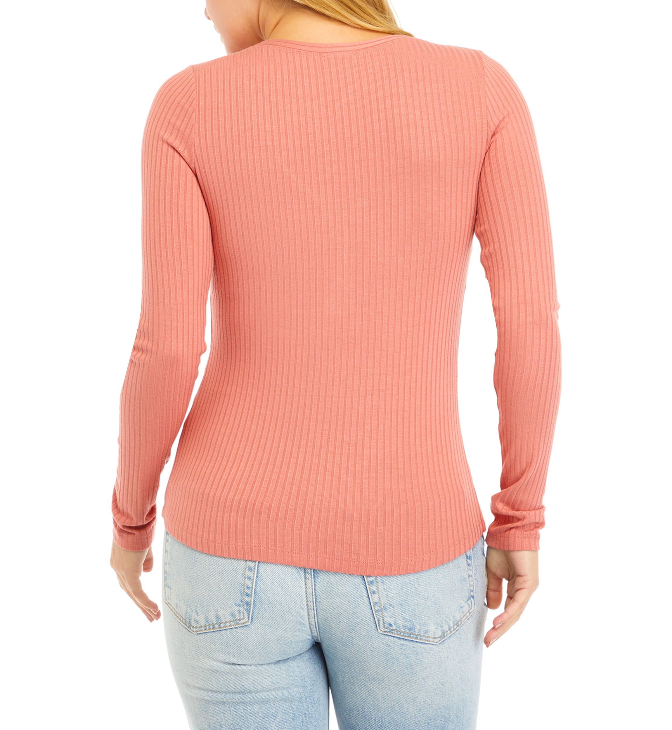Juniors V-Neck Solid Henley Shirt 