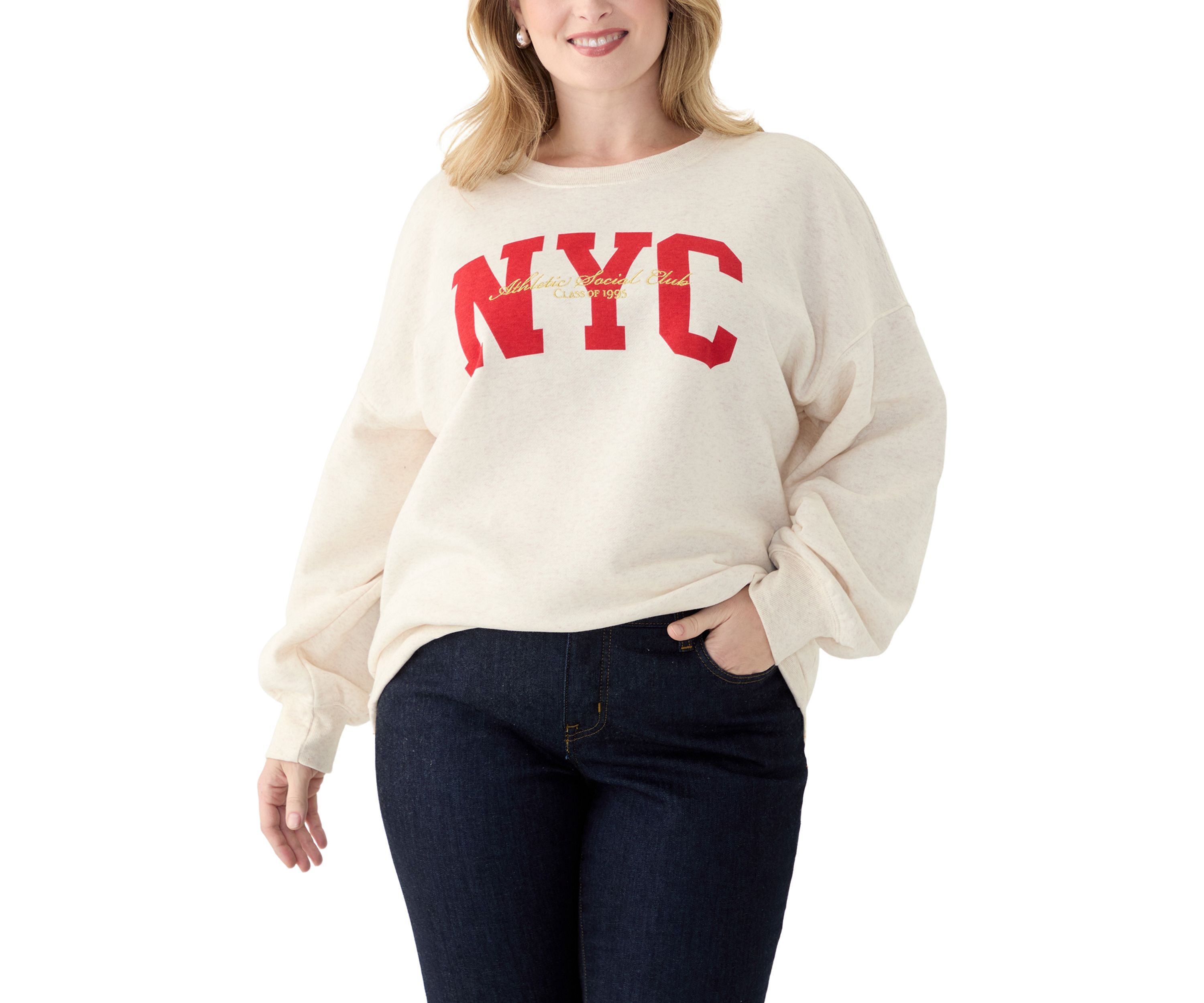 Plus Size NYC Crew Neck Sweatshirt
