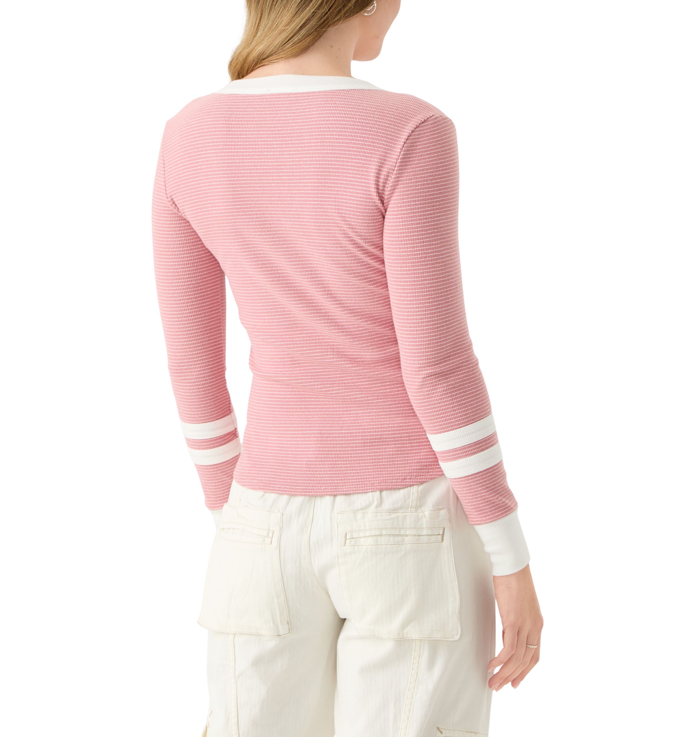 Womens Henley Stripe Top