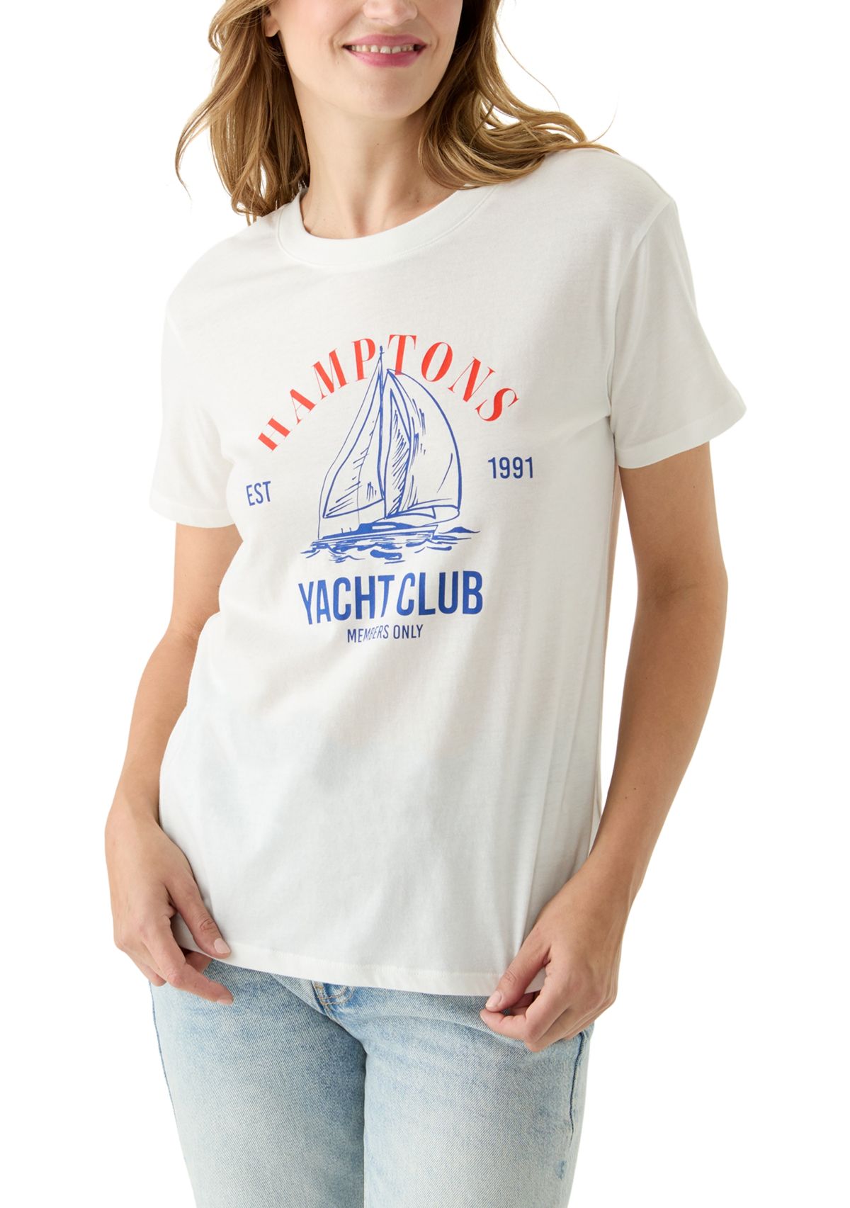Womens Hamptons Yacht Club Oversized Graphic T-Shirt