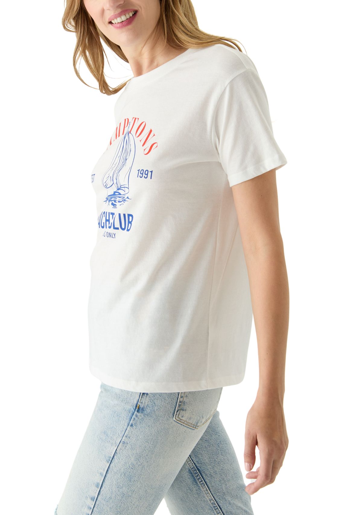 Womens Hamptons Yacht Club Oversized Graphic T-Shirt