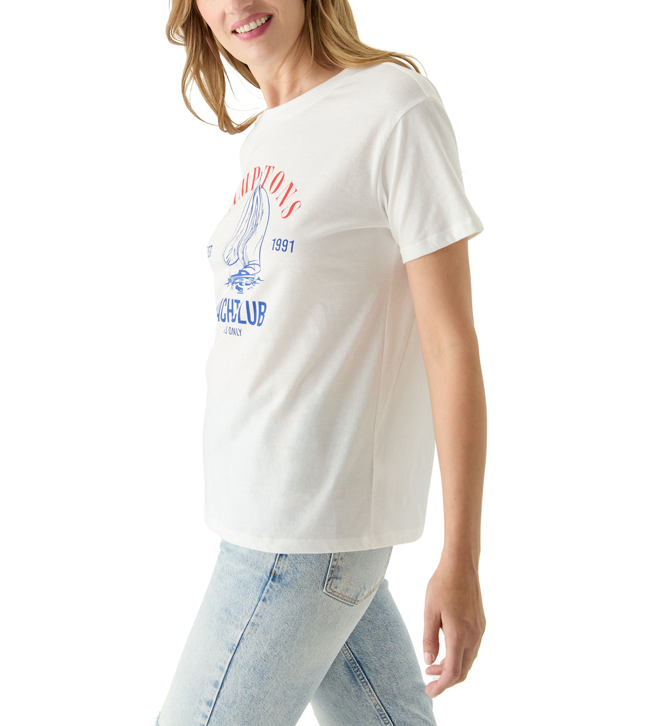 Womens Hamptons Yacht Club Oversized Graphic T-Shirt