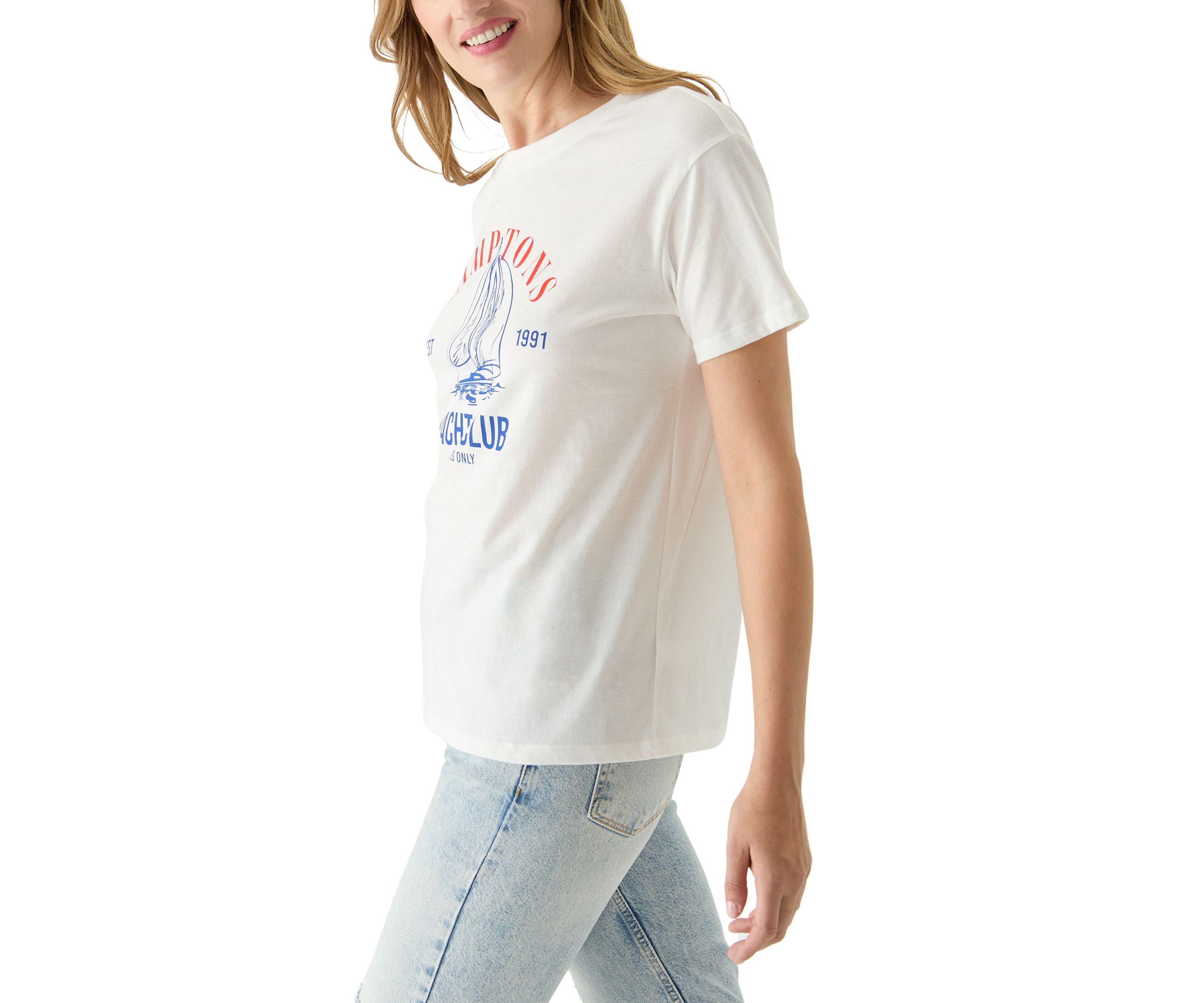 Womens Hamptons Yacht Club Oversized Graphic T-Shirt