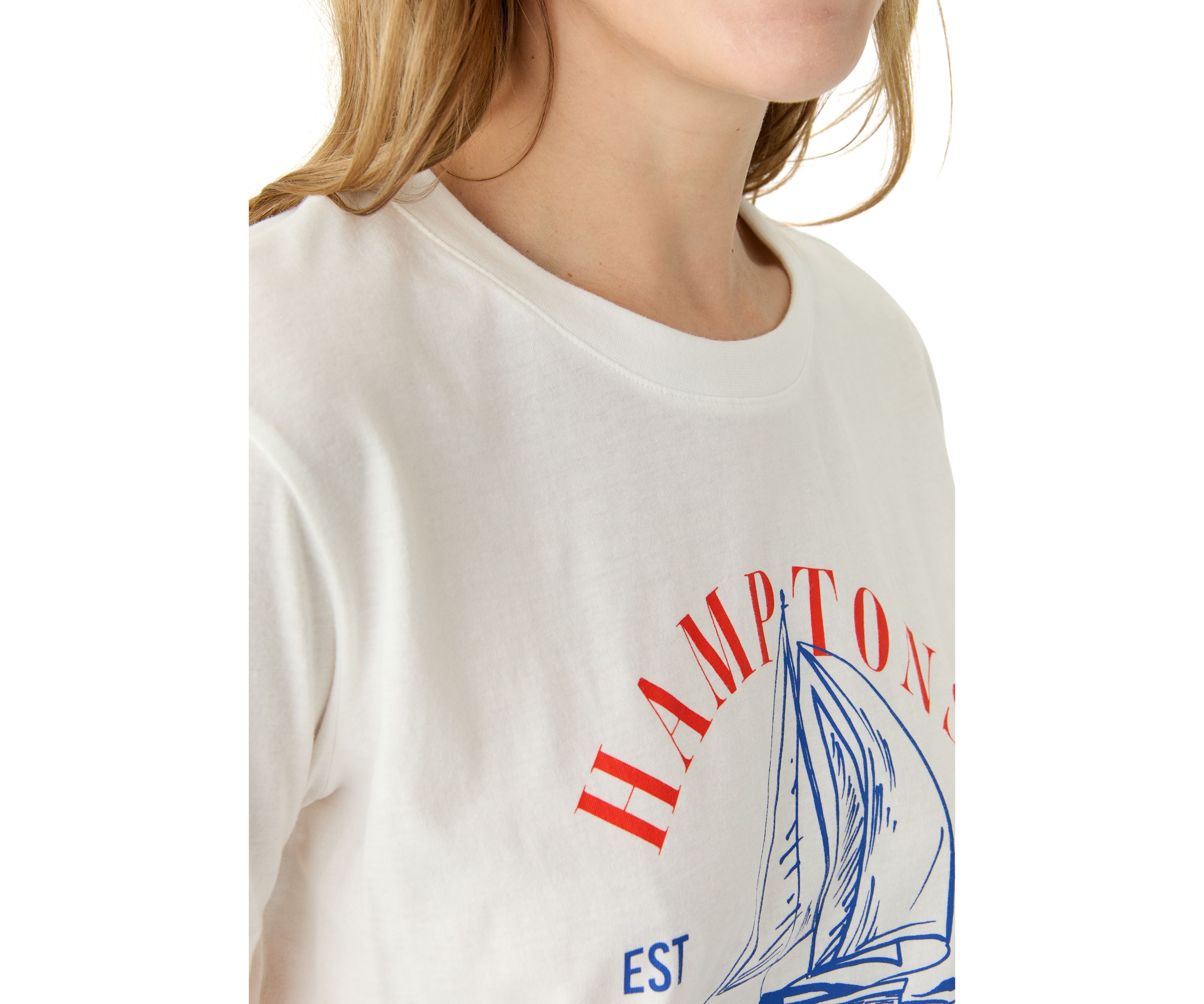 Womens Hamptons Yacht Club Oversized Graphic T-Shirt