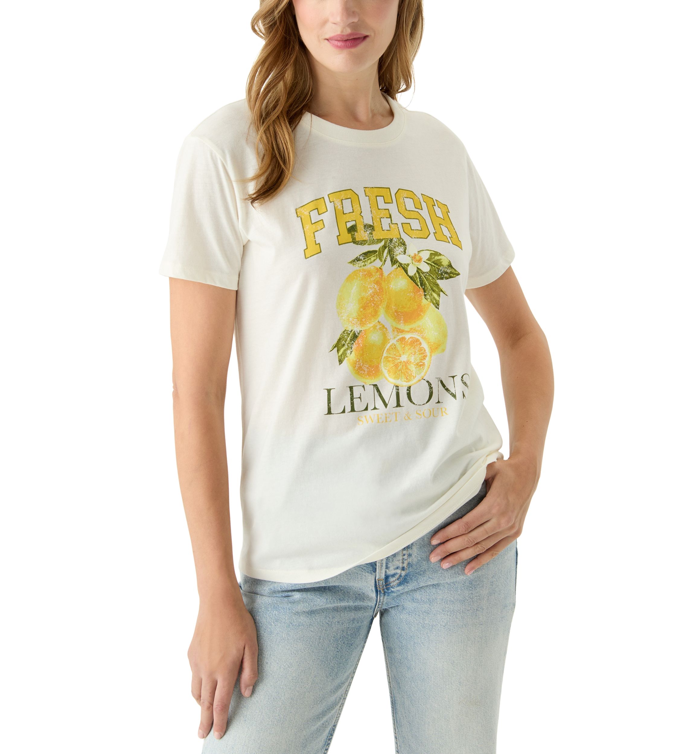 Womens Fresh Lemons Oversized Graphic T-Shirt