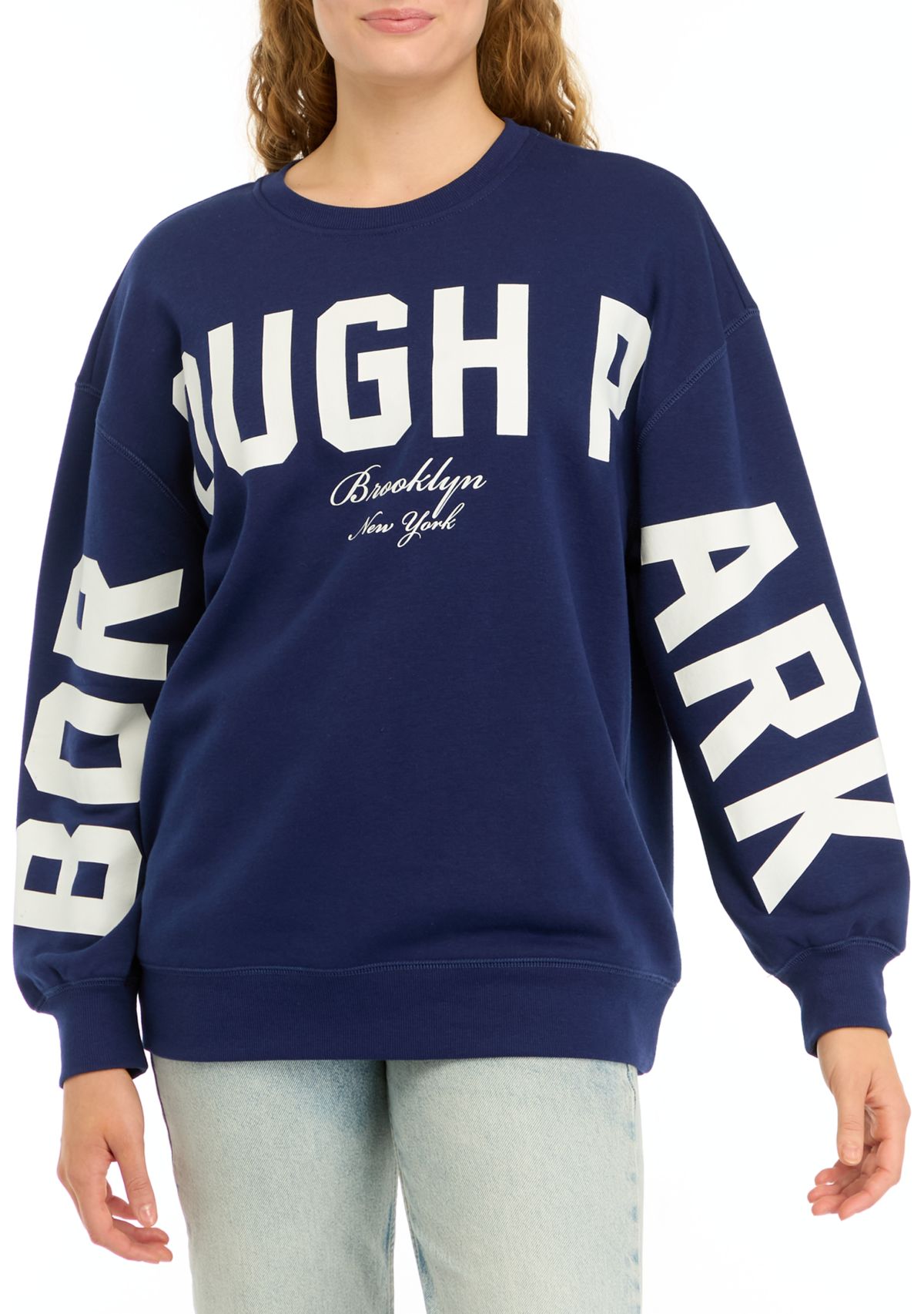 Womens Long Drop Shoulder Sleeve Graphic Pullover