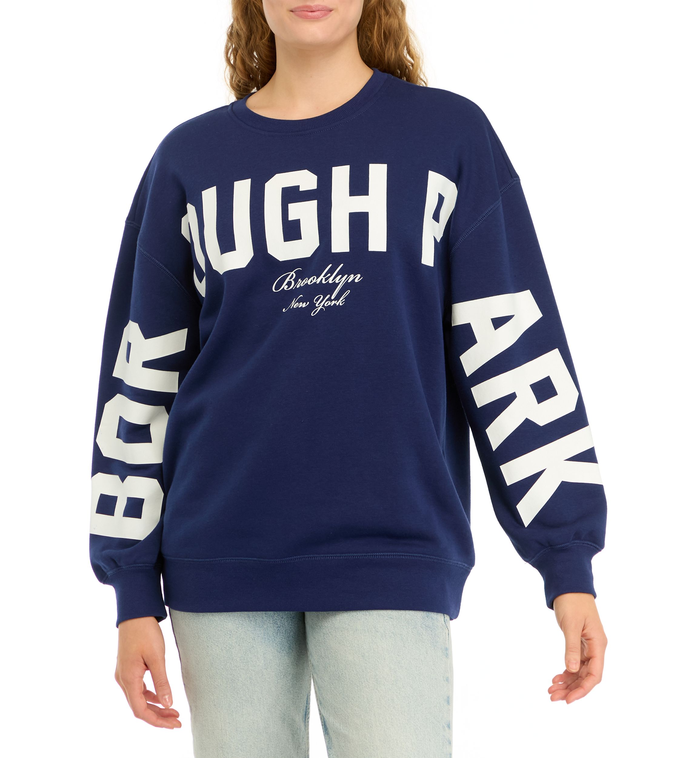 Womens Long Drop Shoulder Sleeve Graphic Pullover