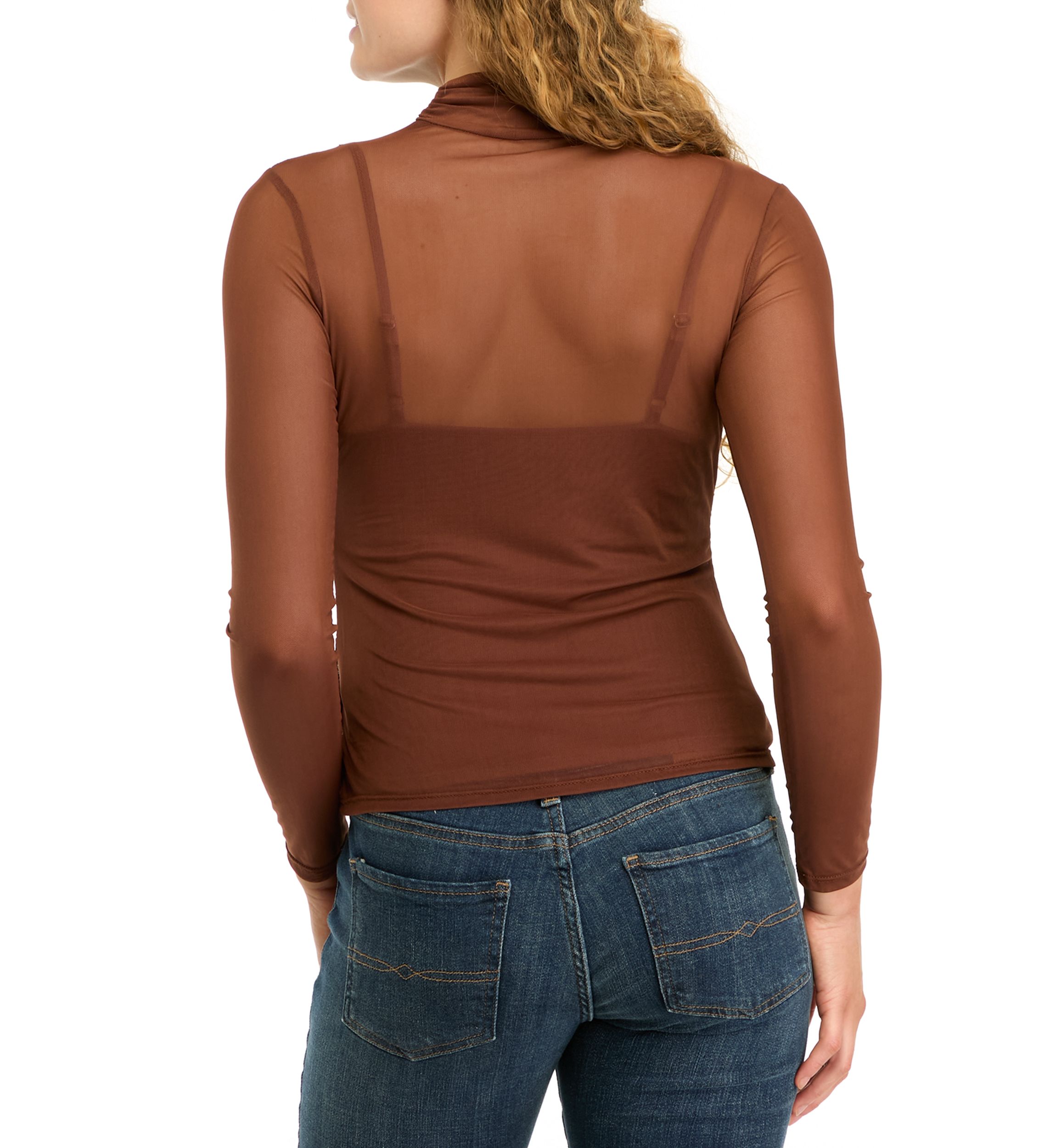Womens Mock Neck Mesh Top