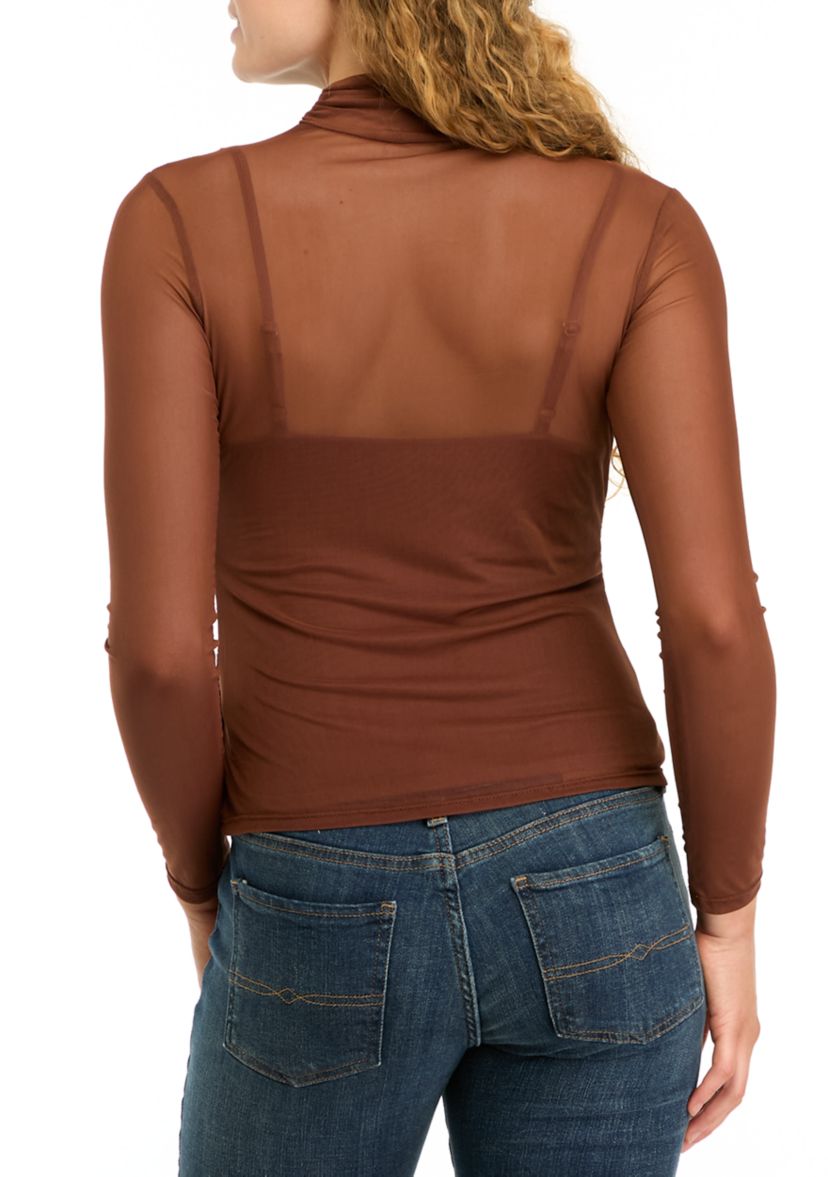 Womens Mock Neck Mesh Top
