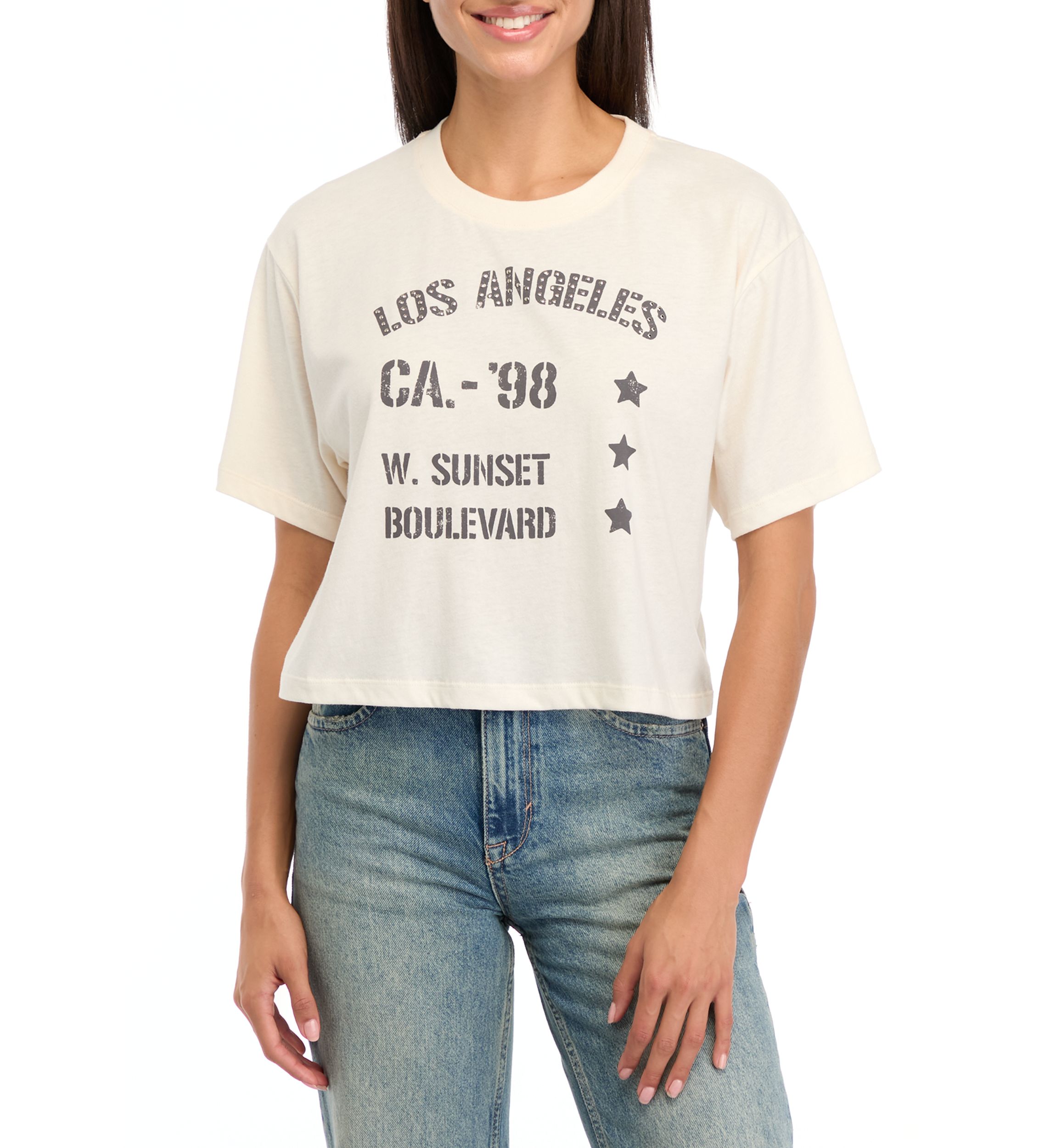 Womens Short Sleeve Boxy Graphic T-Shirt