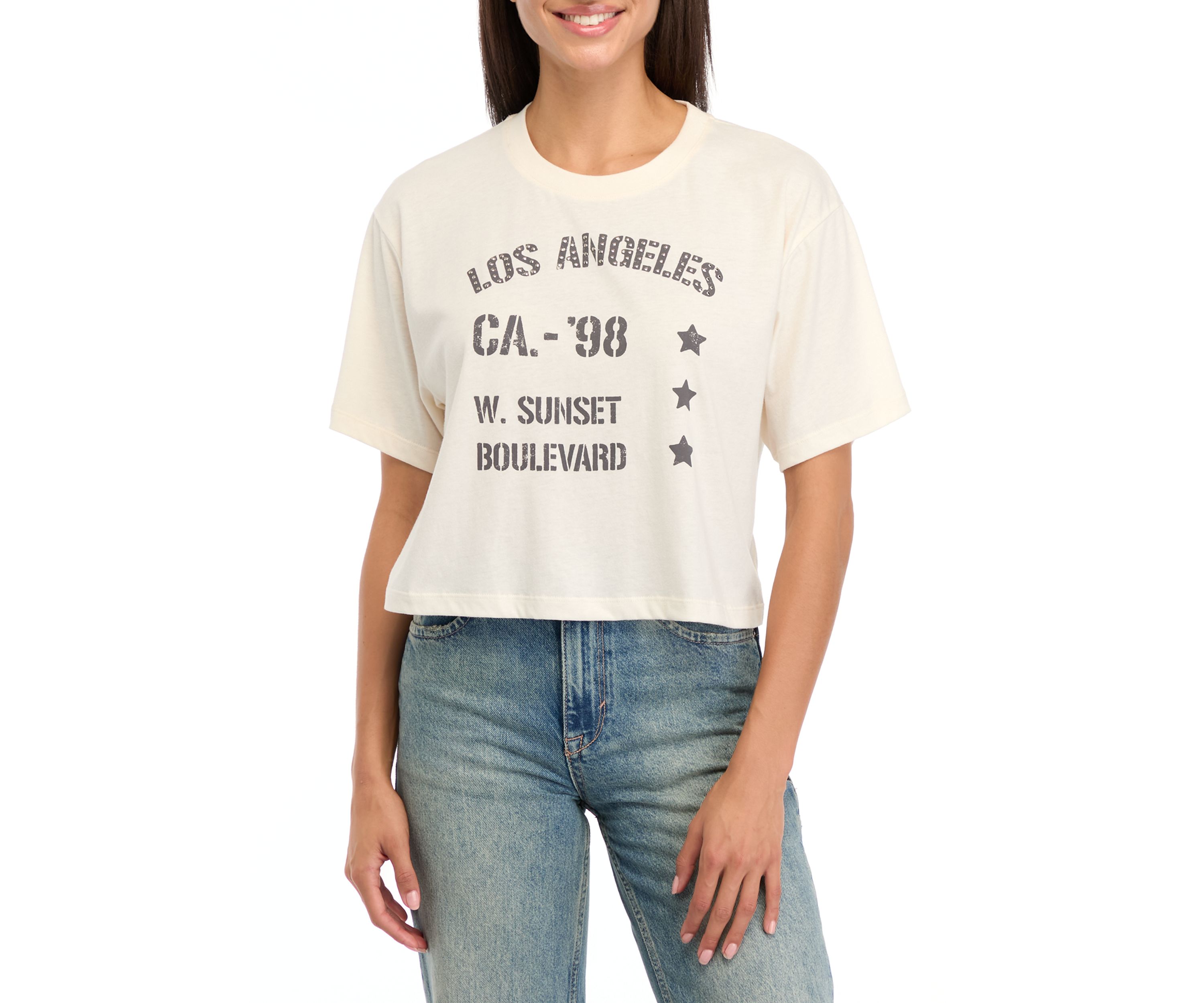 Womens Short Sleeve Boxy Graphic T-Shirt