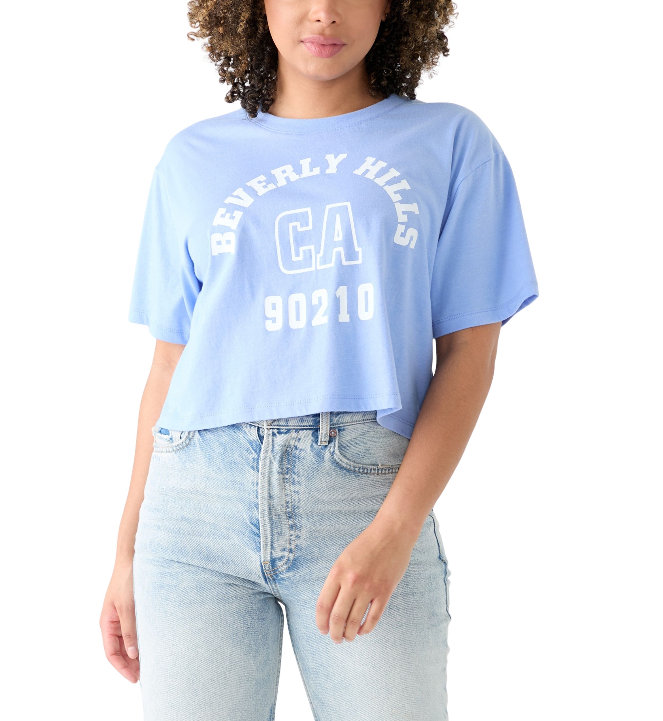 Womens Boxy Relaxed Beverly Hills Graphic T-Shirt