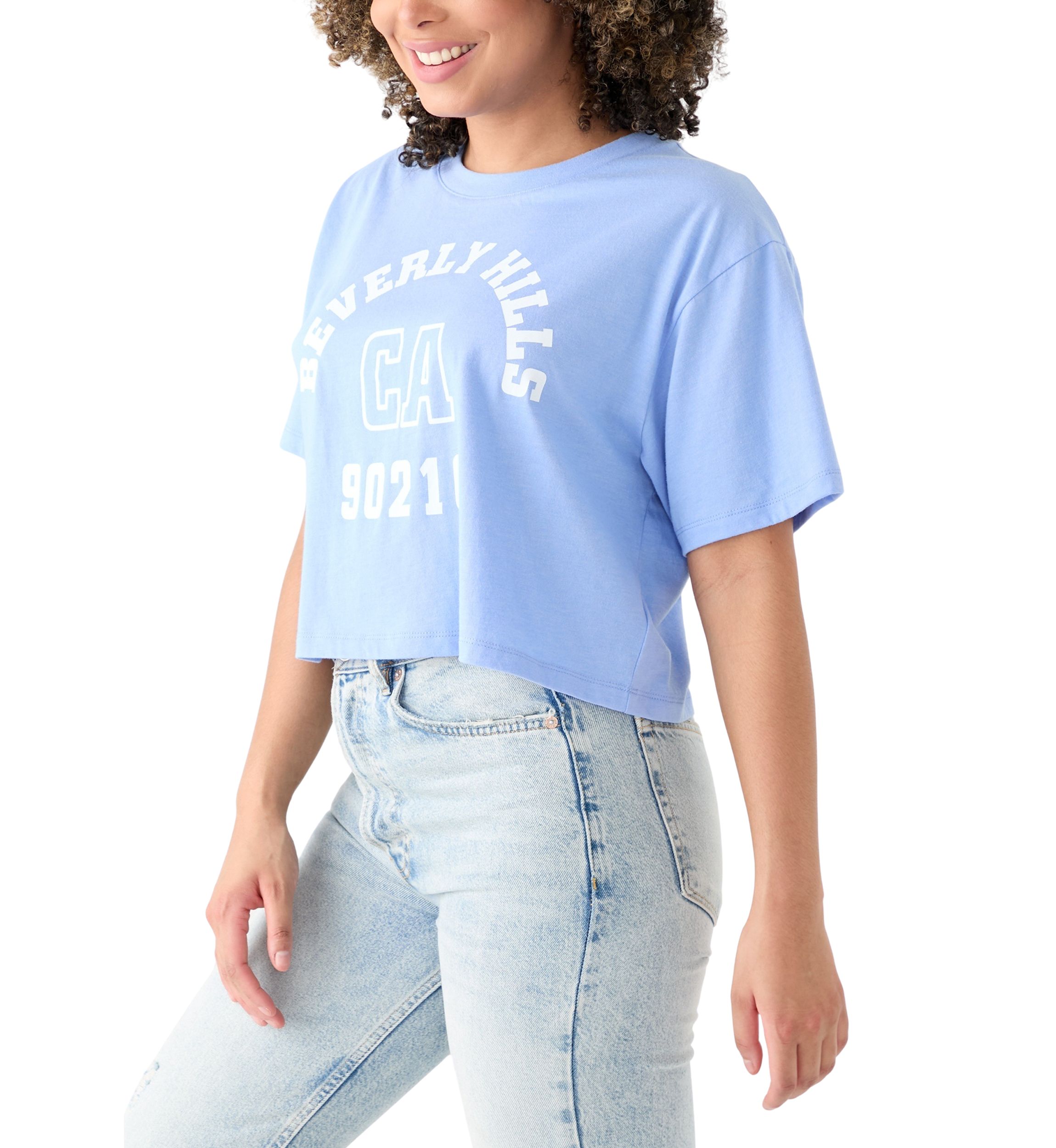 Womens Boxy Relaxed Beverly Hills Graphic T-Shirt