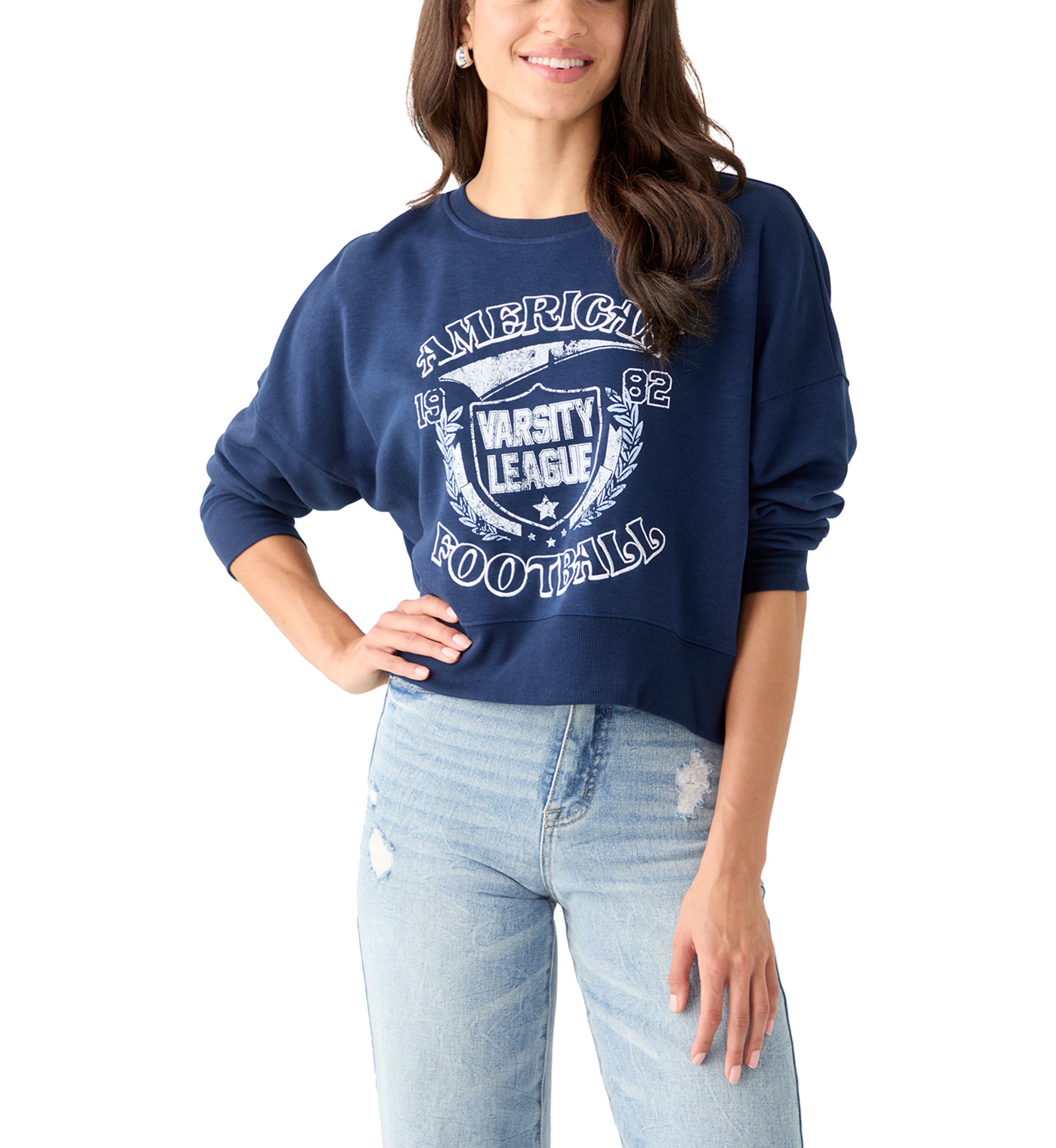 Womens Crew Neck Graphic Sweatshirt