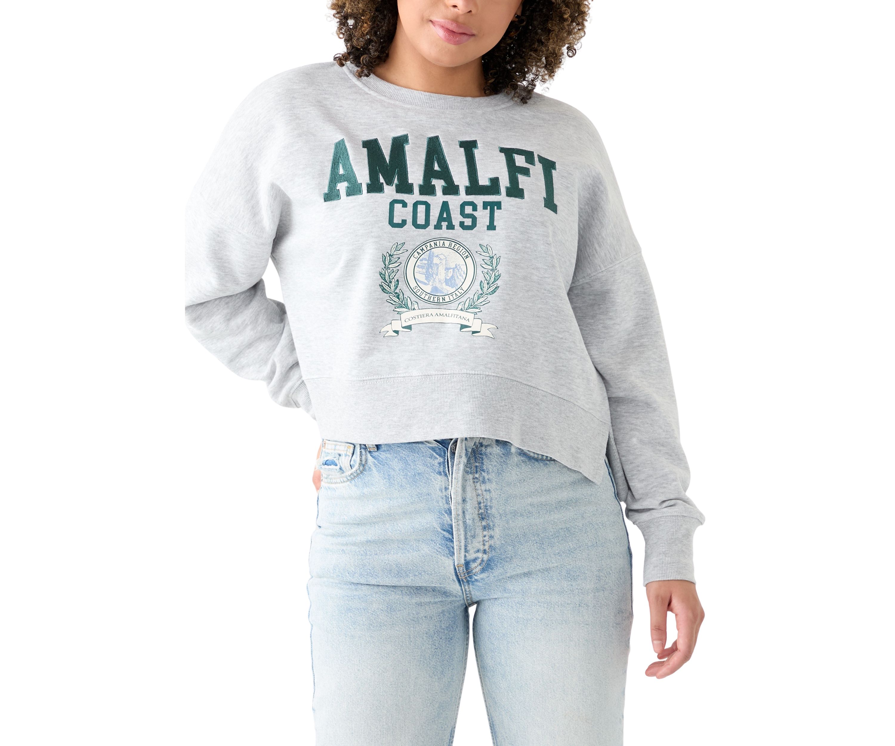 Womens Relaxed Fit Long Sleeve Amalfi Coast Graphic Sweatshirt