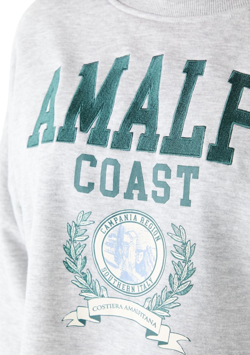 Womens Relaxed Fit Long Sleeve Amalfi Coast Graphic Sweatshirt