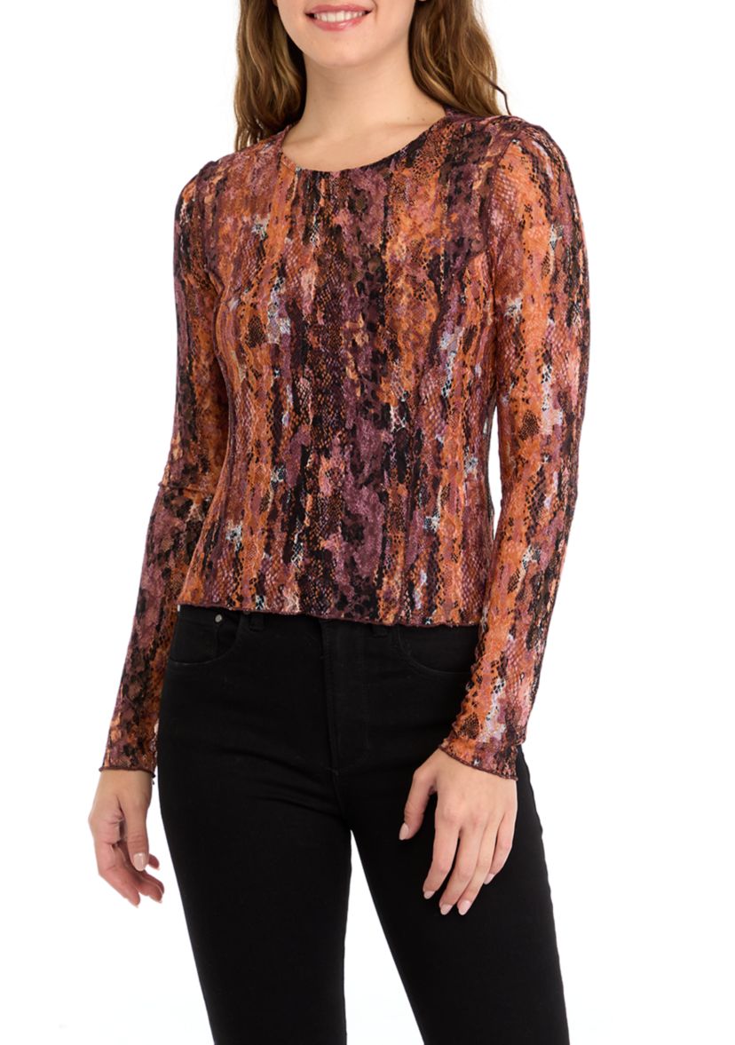 Womens Long Sleeve Lace Top with Cami
