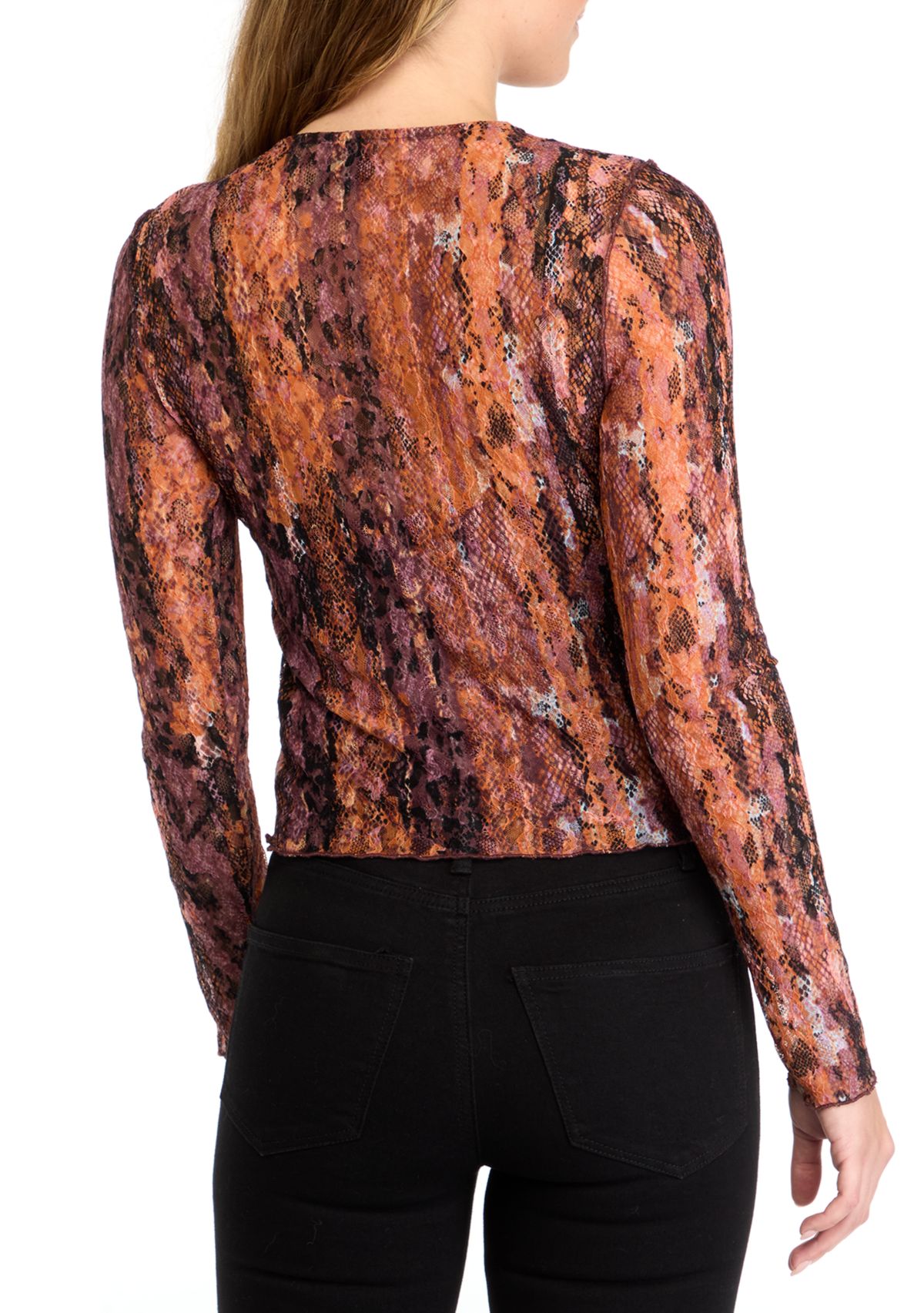 Womens Long Sleeve Lace Top with Cami