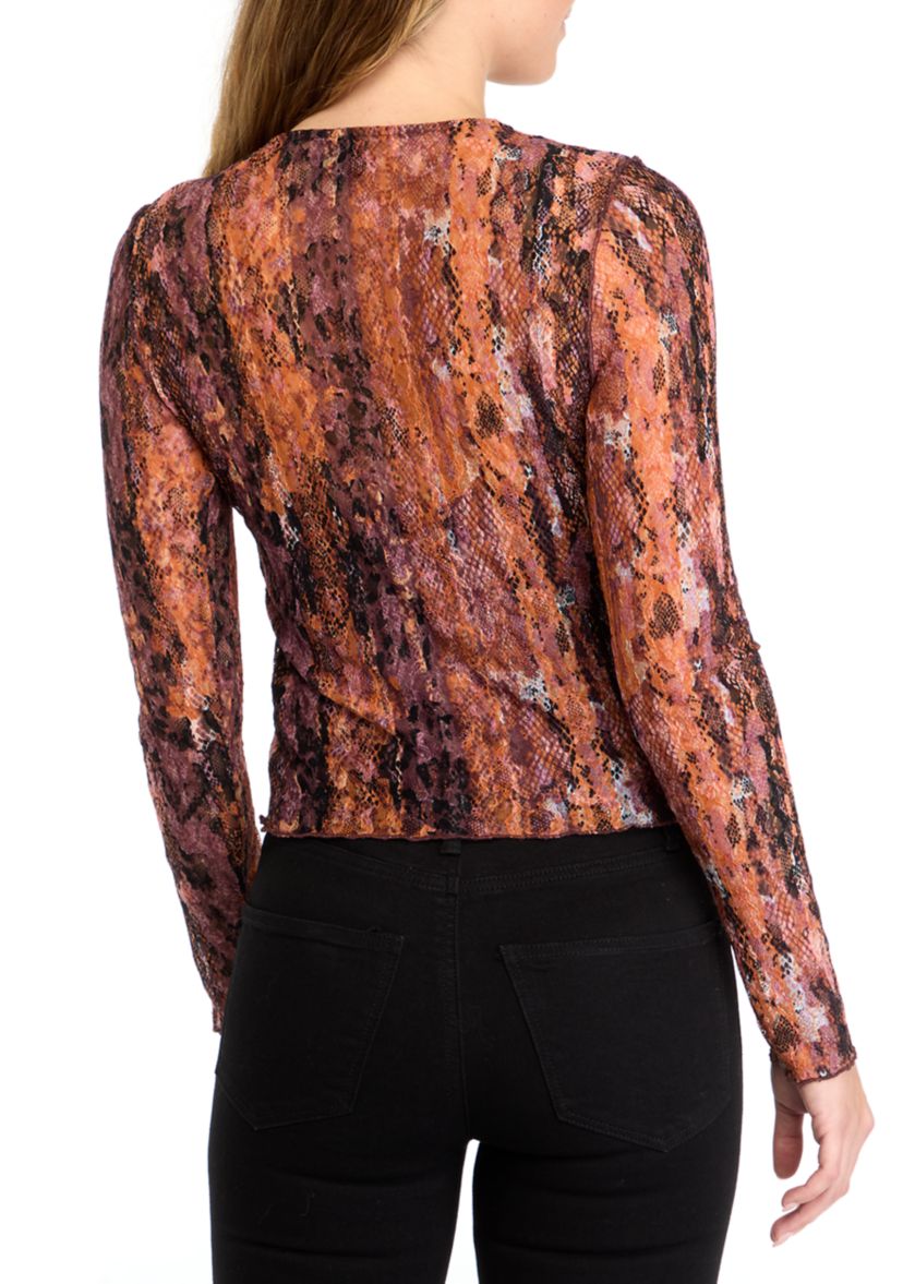 Womens Long Sleeve Lace Top with Cami