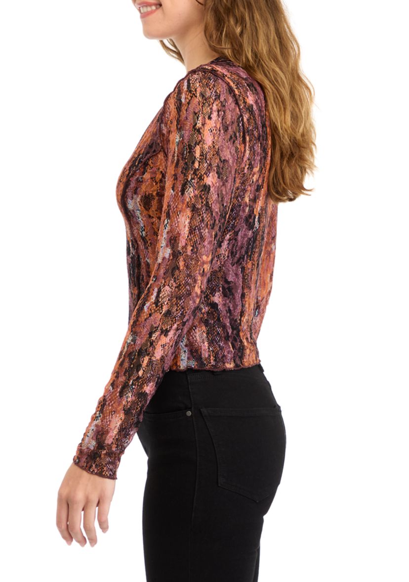 Womens Long Sleeve Lace Top with Cami