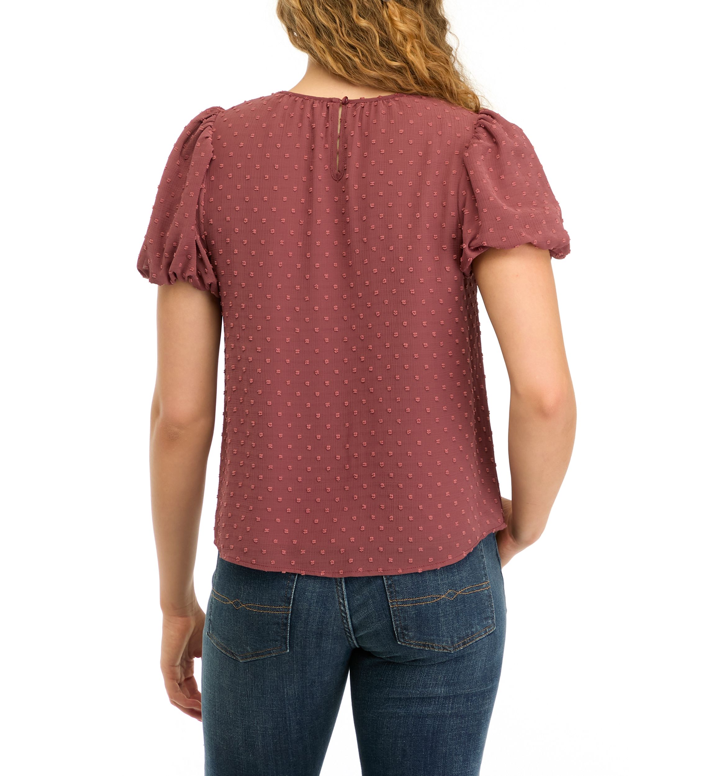 Womens Puff Swiss Dot Top