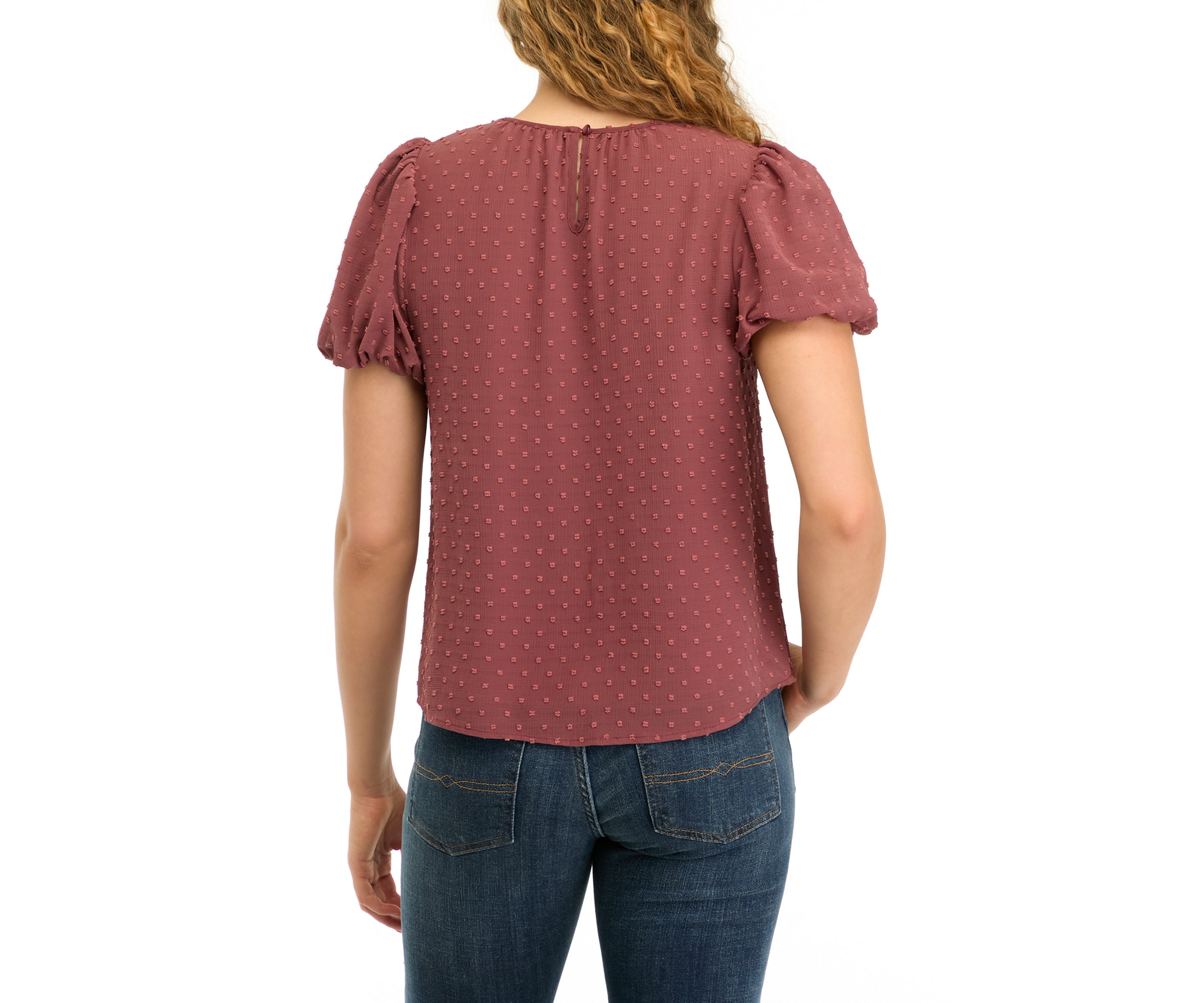 Womens Puff Swiss Dot Top