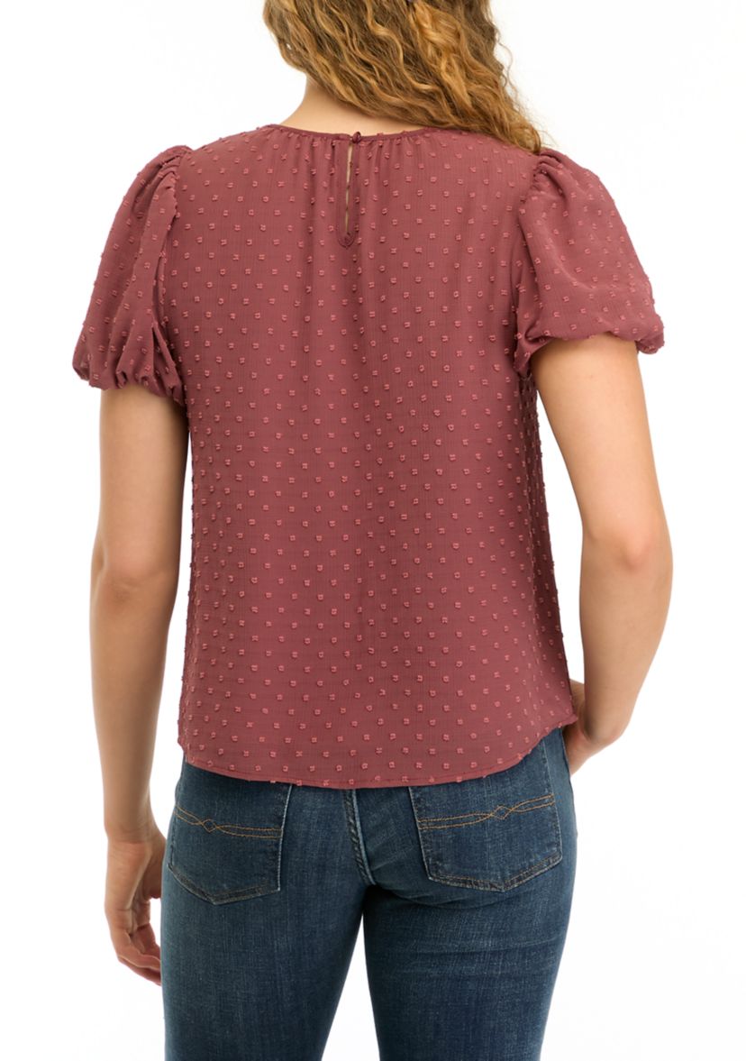 Womens Puff Swiss Dot Top