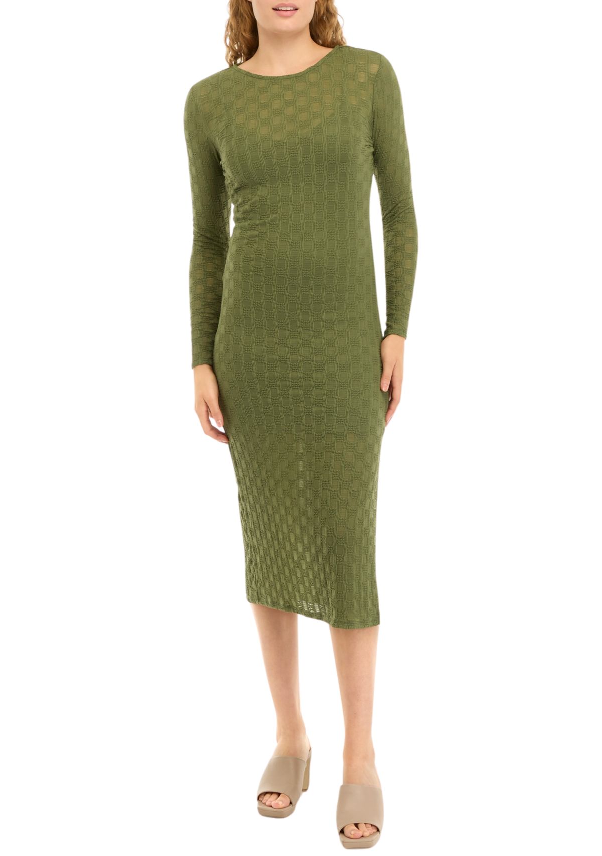 Womens Long Sleeve Mock Neck Lace Dress