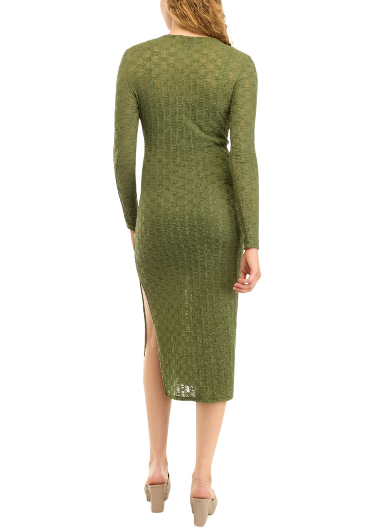 Womens Long Sleeve Mock Neck Lace Dress