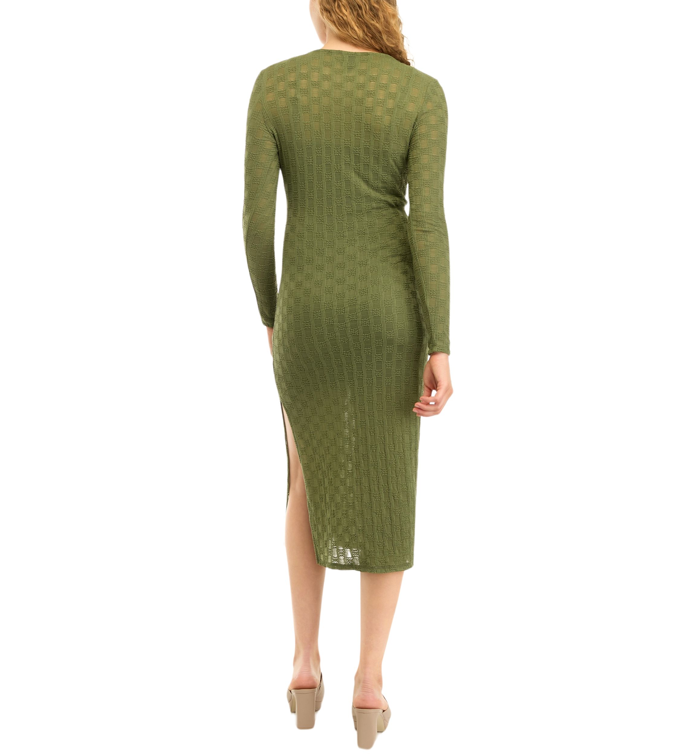 Womens Long Sleeve Mock Neck Lace Dress