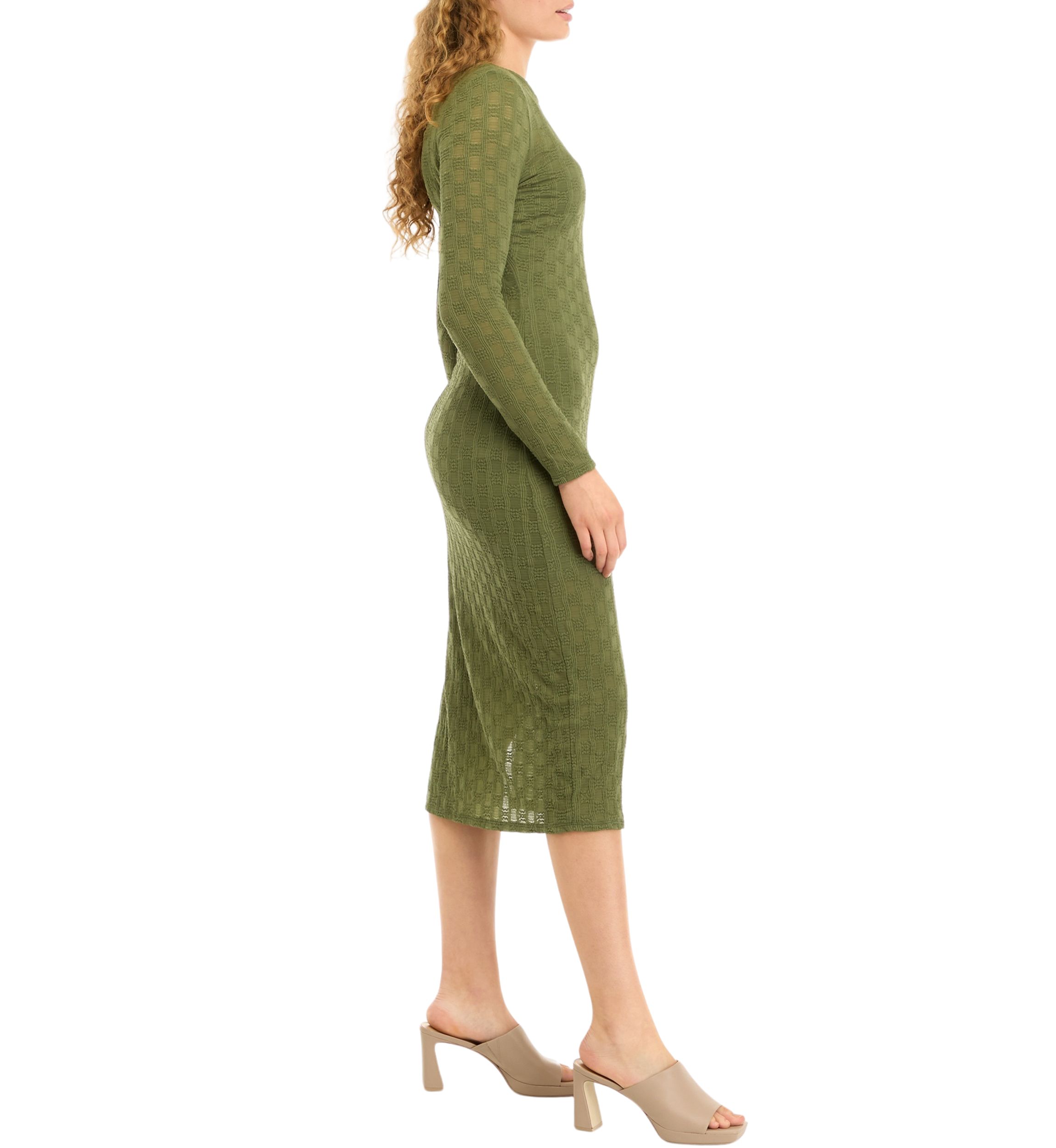 Womens Long Sleeve Mock Neck Lace Dress