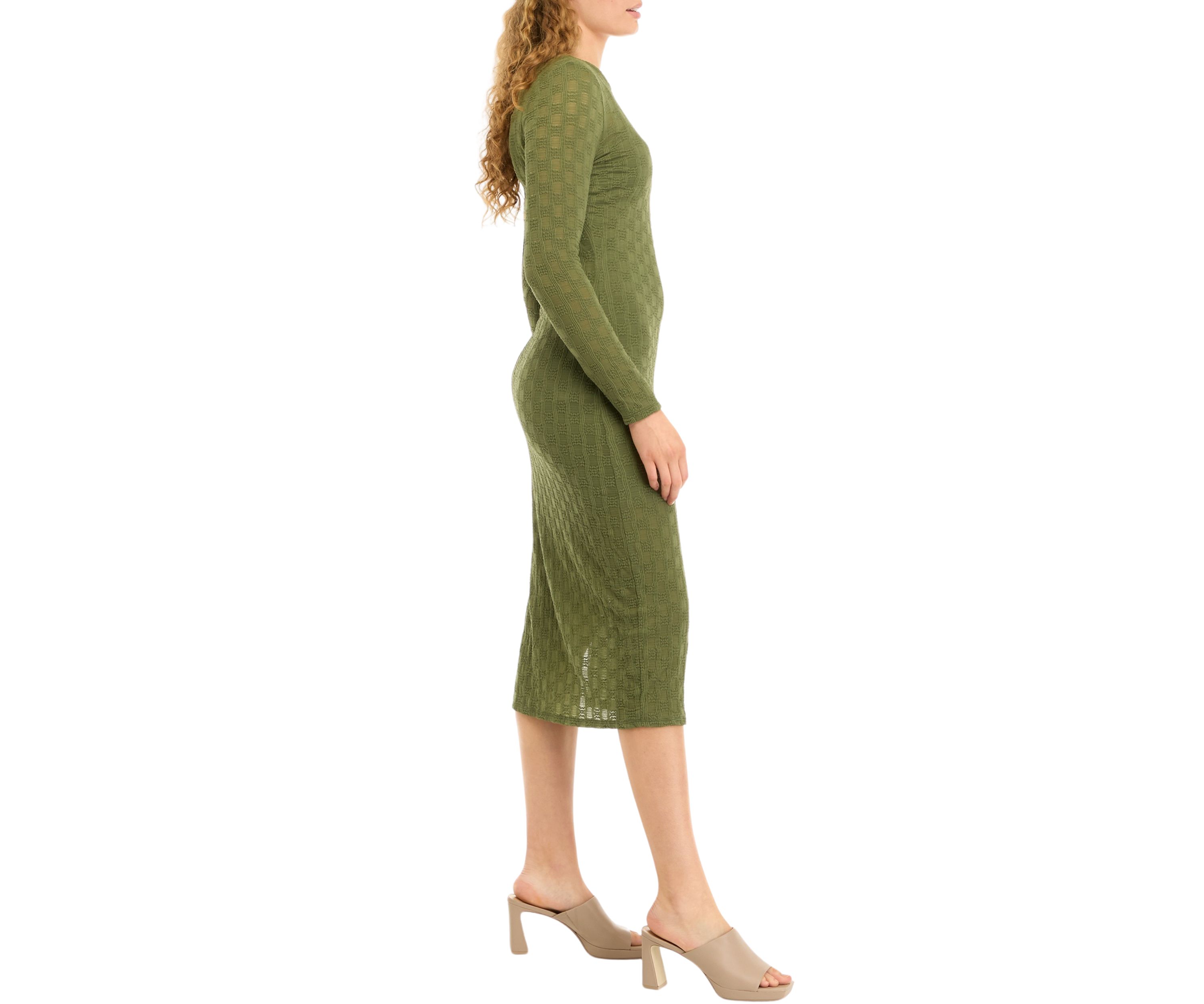 Womens Long Sleeve Mock Neck Lace Dress