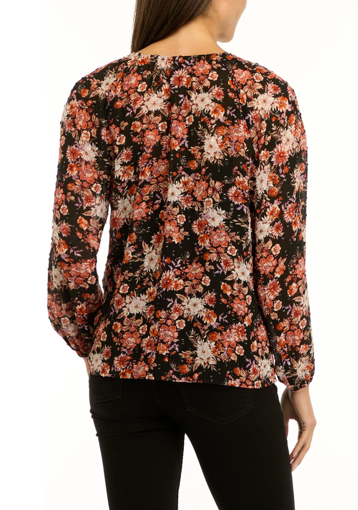 Womens Floral Printed Peasant Top