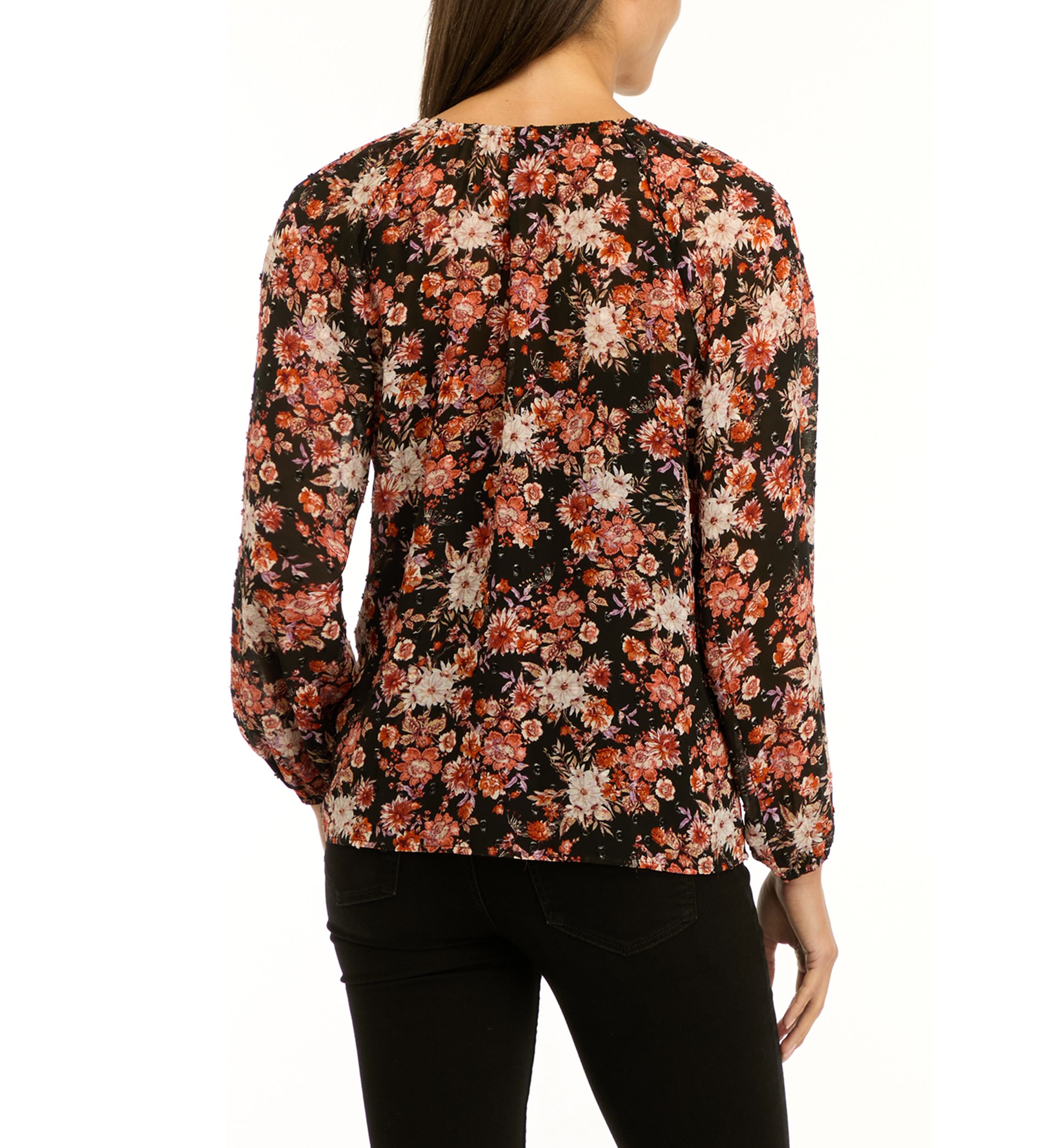 Womens Floral Printed Peasant Top