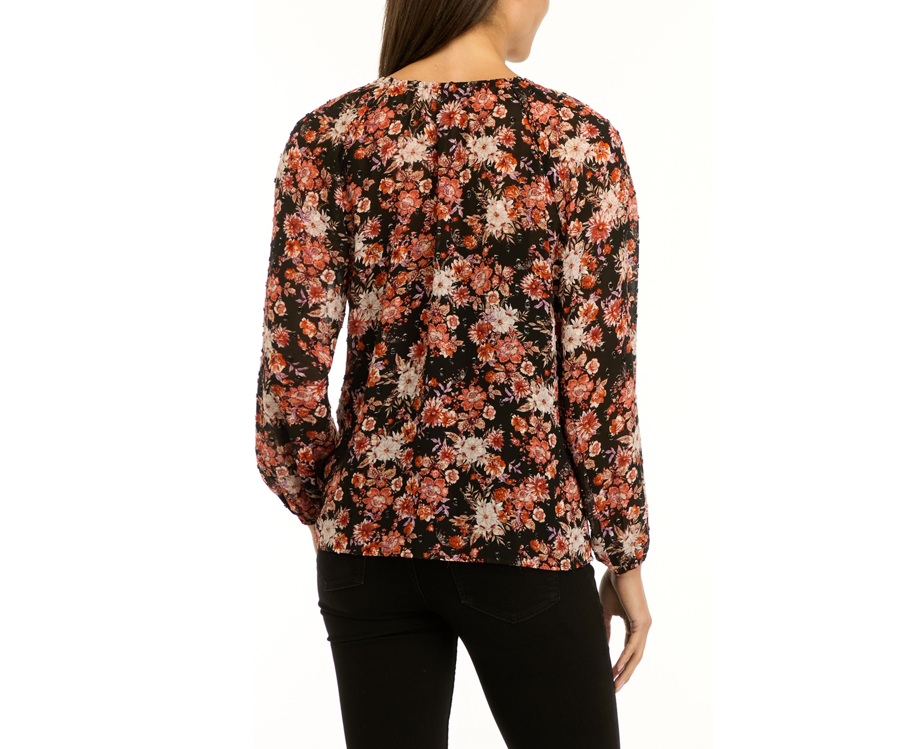 Womens Floral Printed Peasant Top