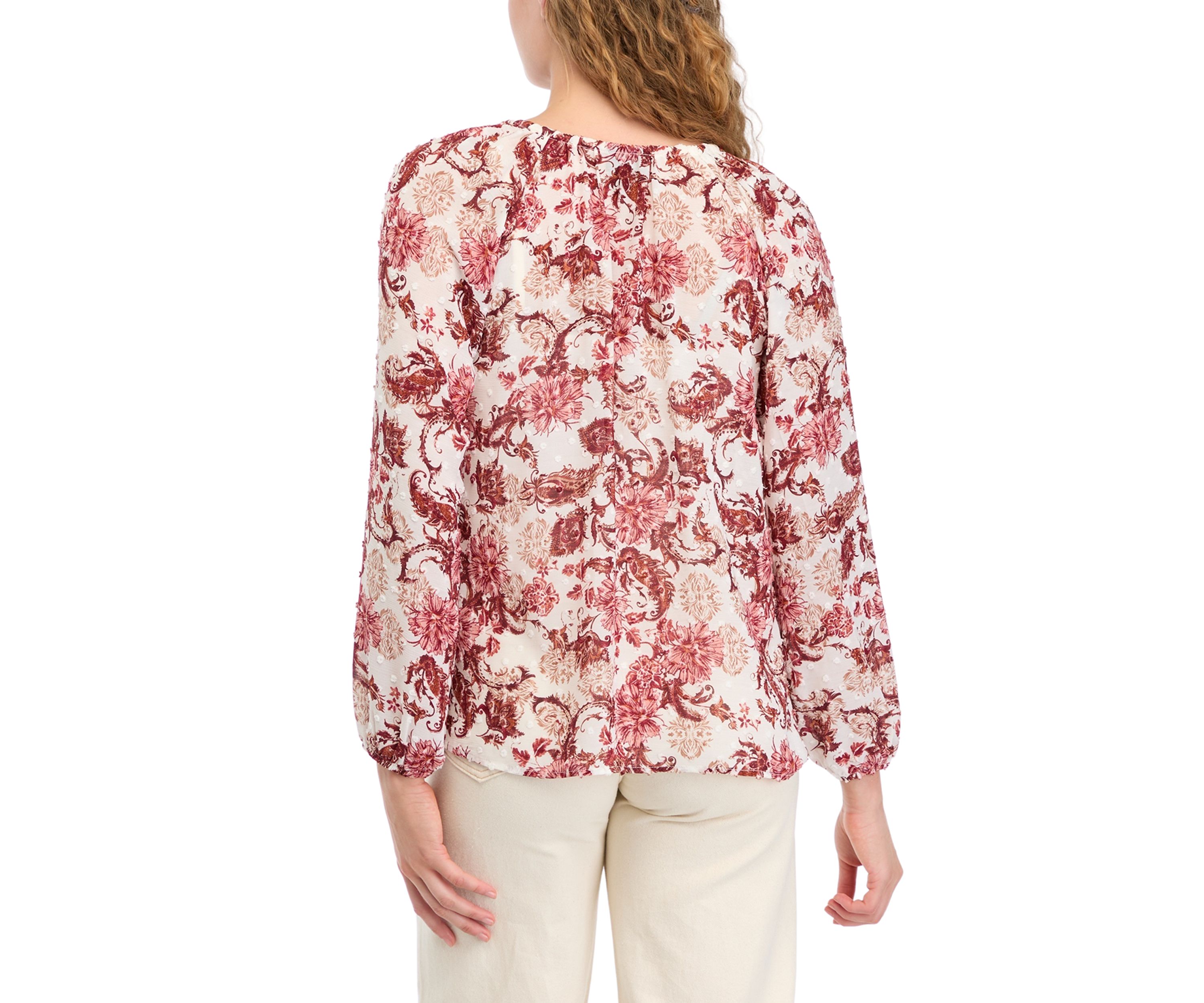Womens Floral Printed Peasant Top