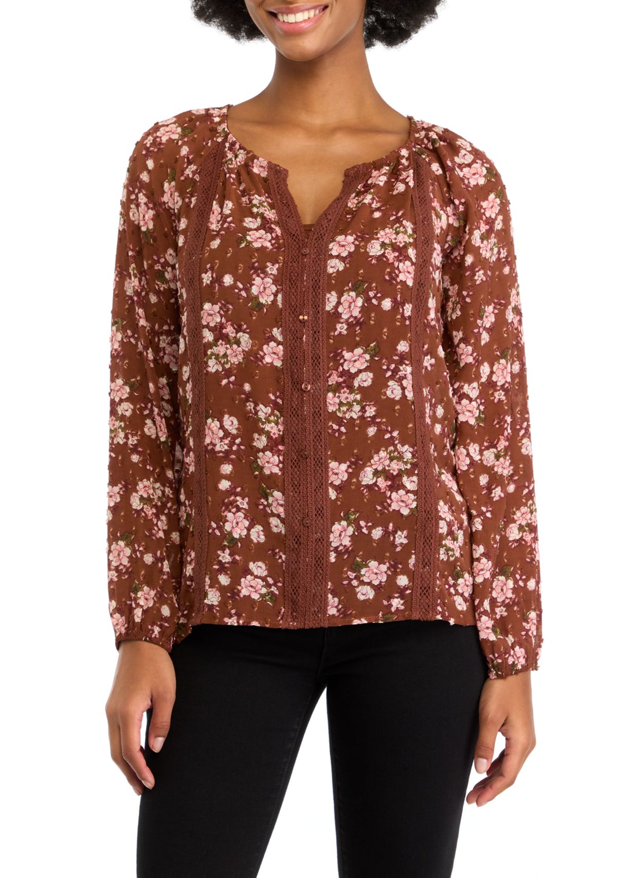 Womens Long Sleeve Peasant Top