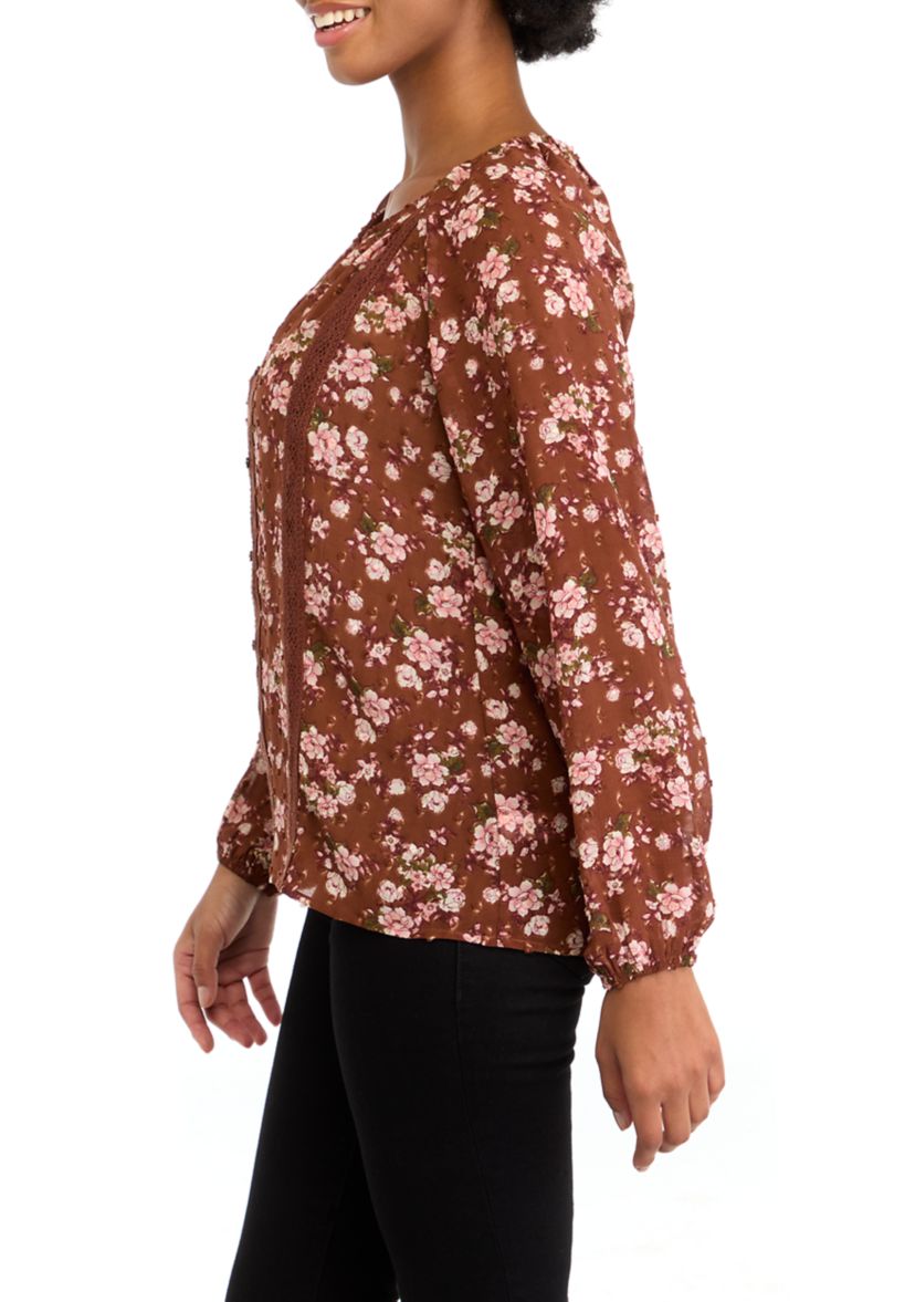 Womens Long Sleeve Peasant Top