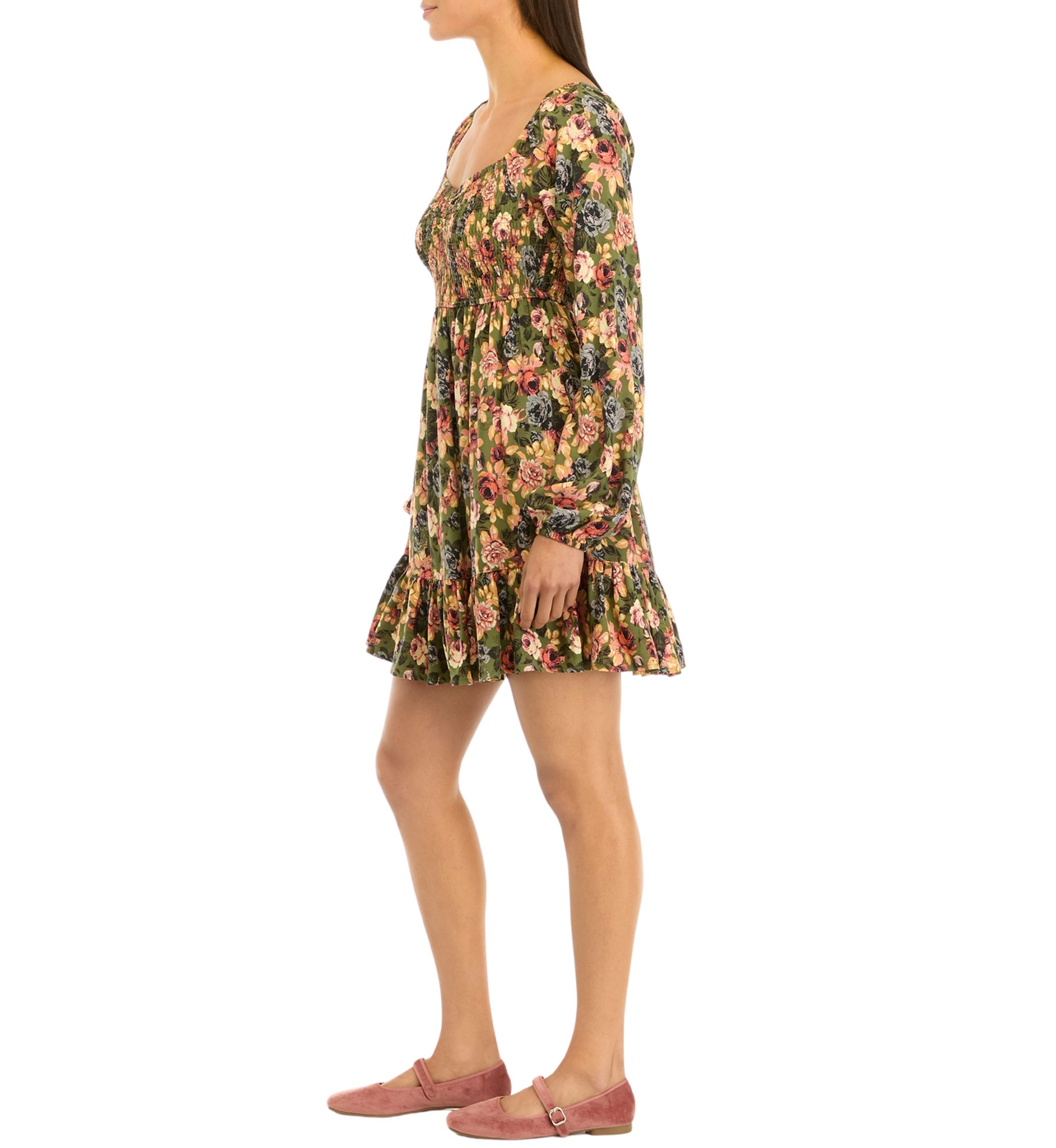 Womens Long Sleeve Smocked Dress