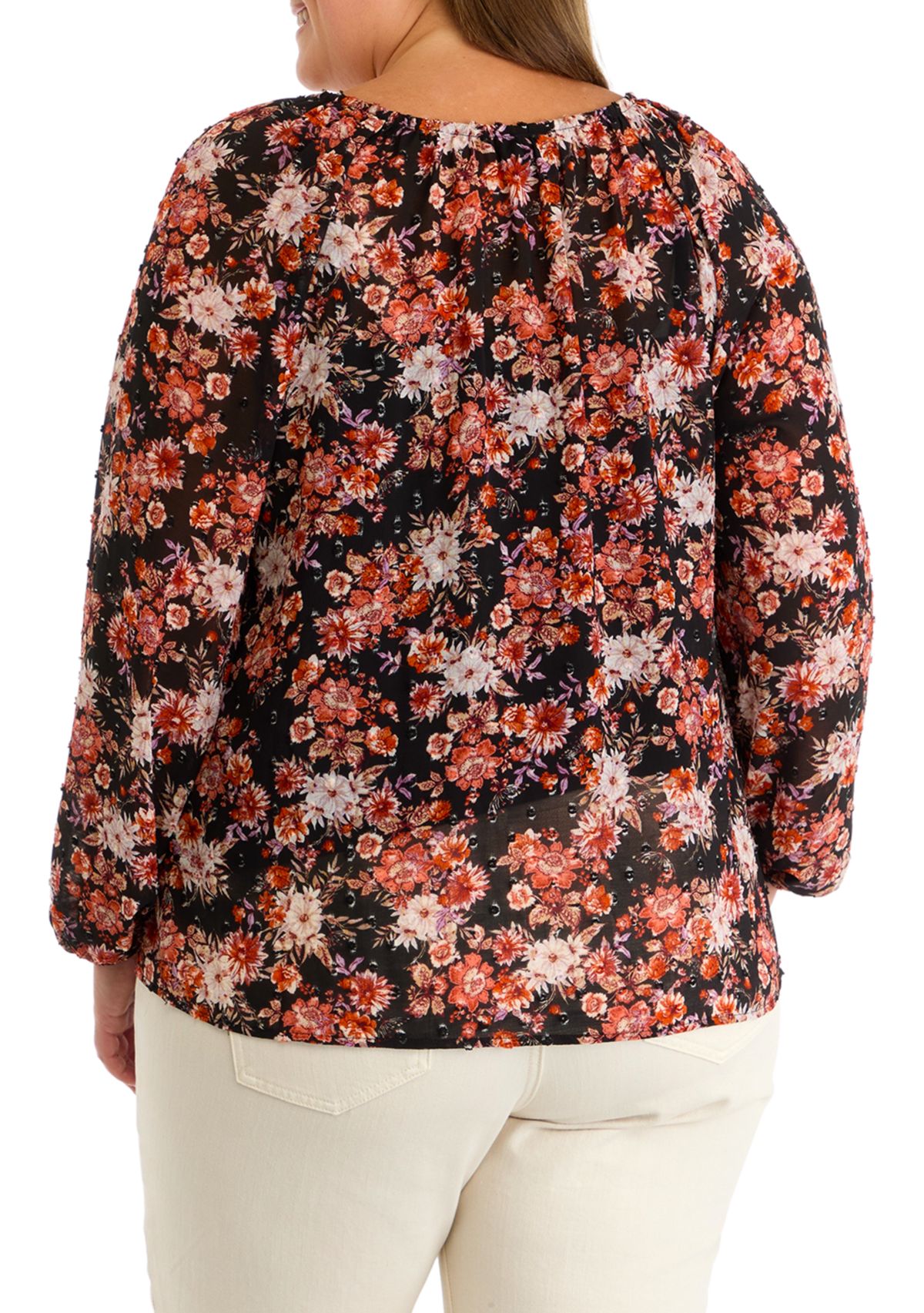 Plus Size V-Neck Raglan Sleeve Blouse