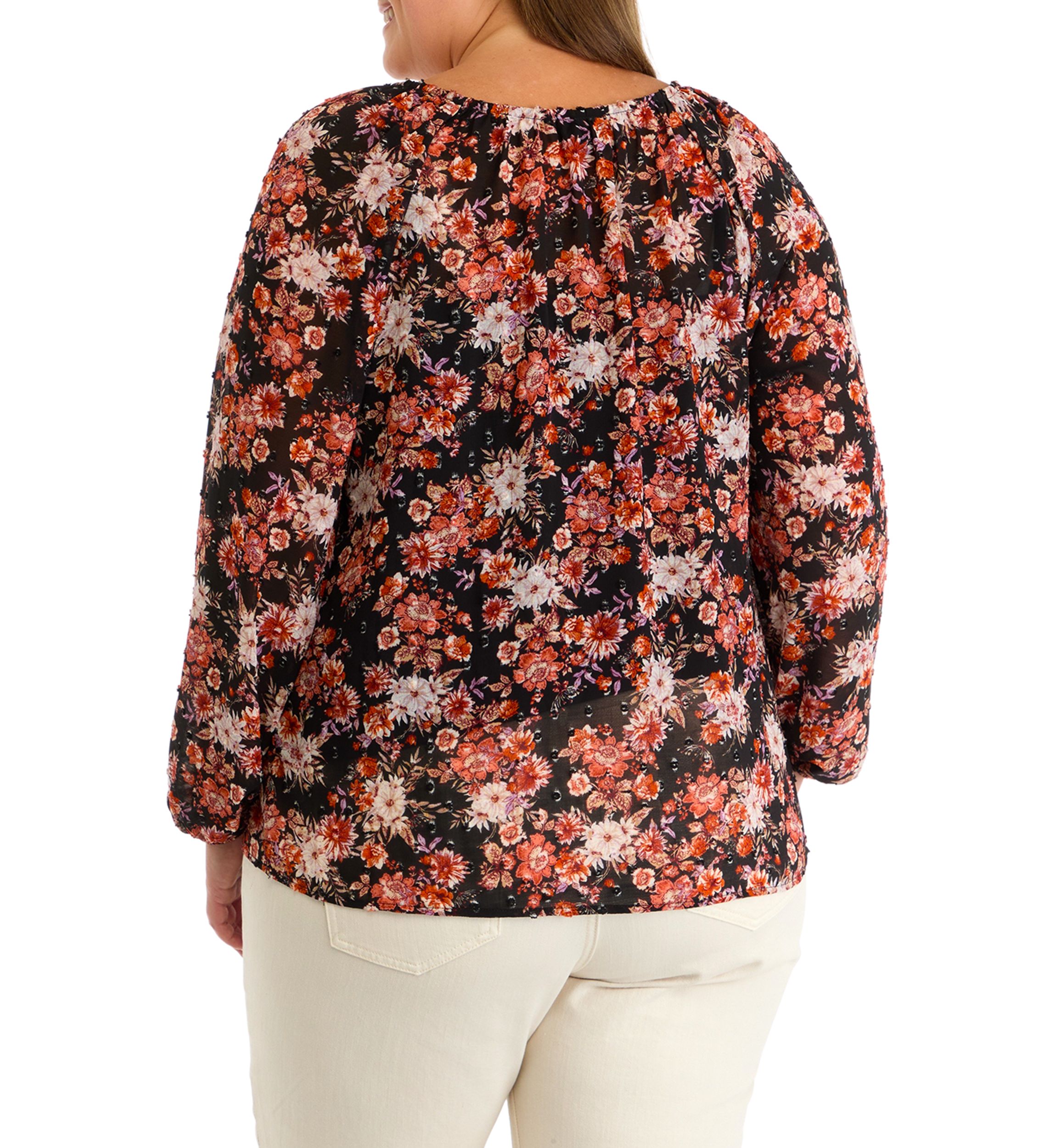 Plus Size V-Neck Raglan Sleeve Blouse