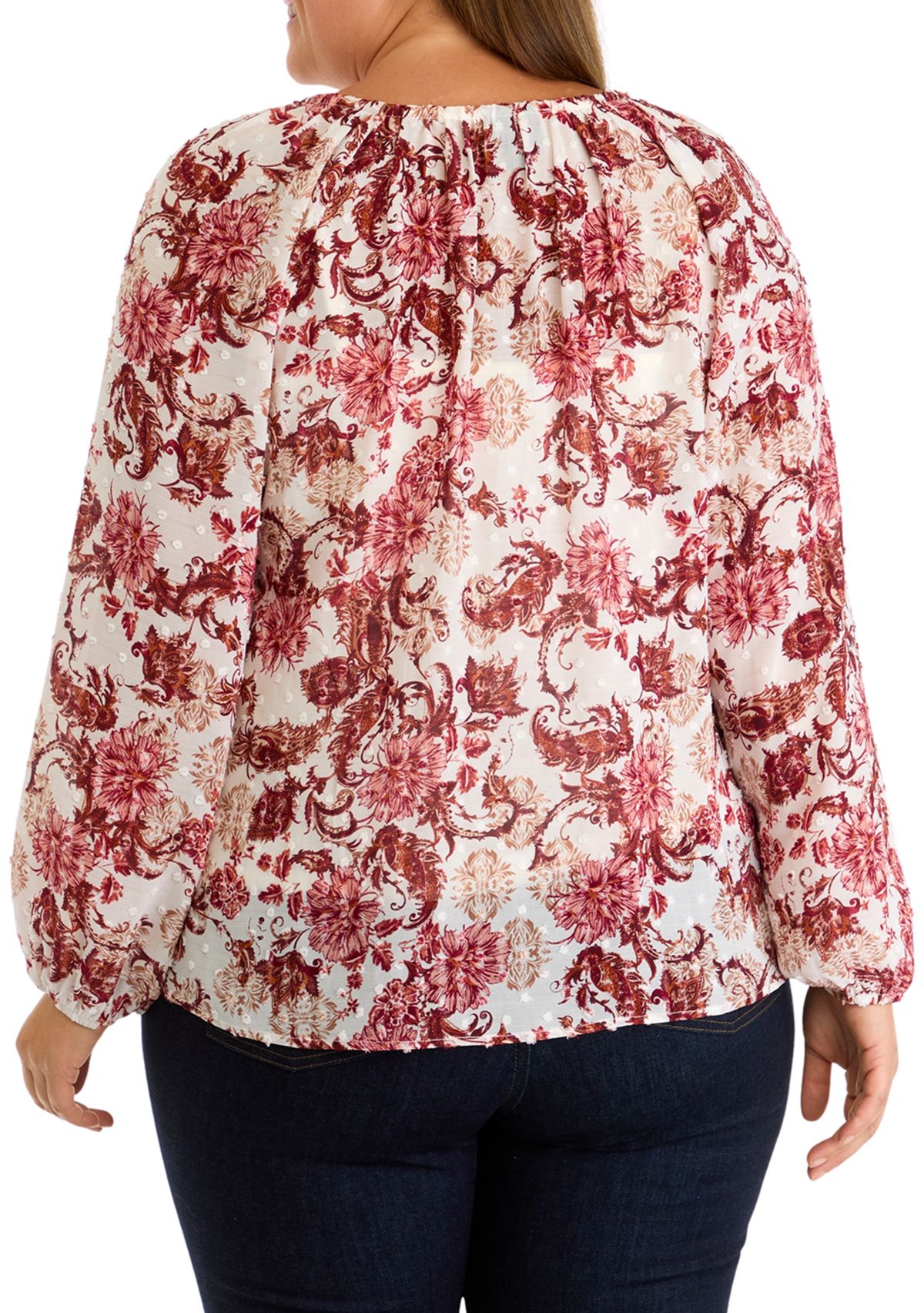 Plus Size V-Neck Raglan Sleeve Blouse