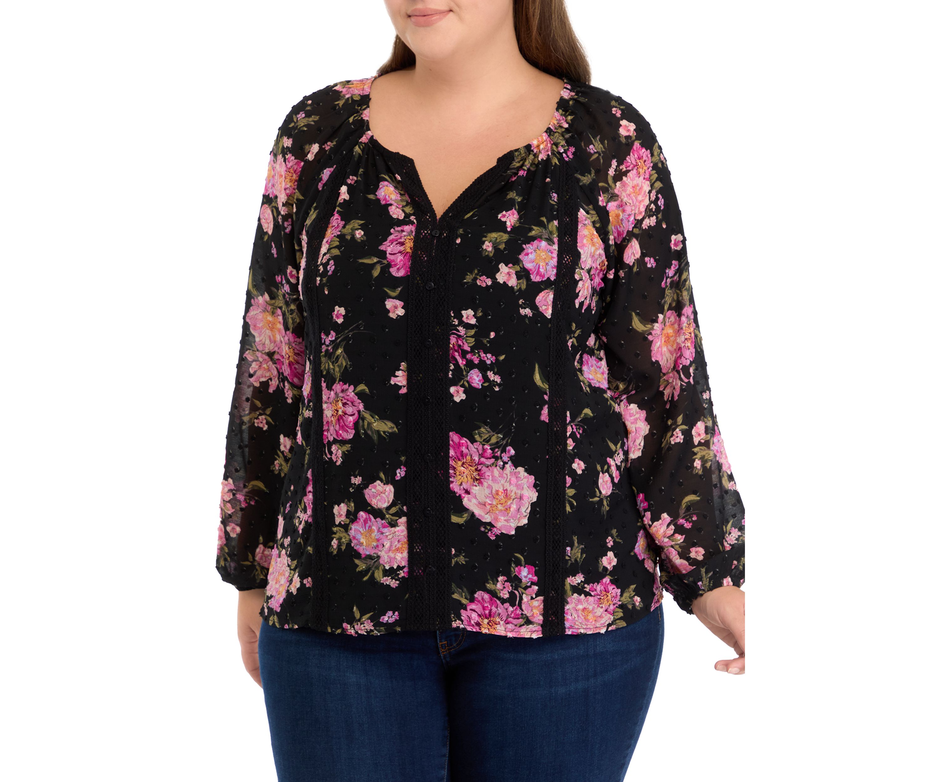 Plus Size Trim Detail Blouse