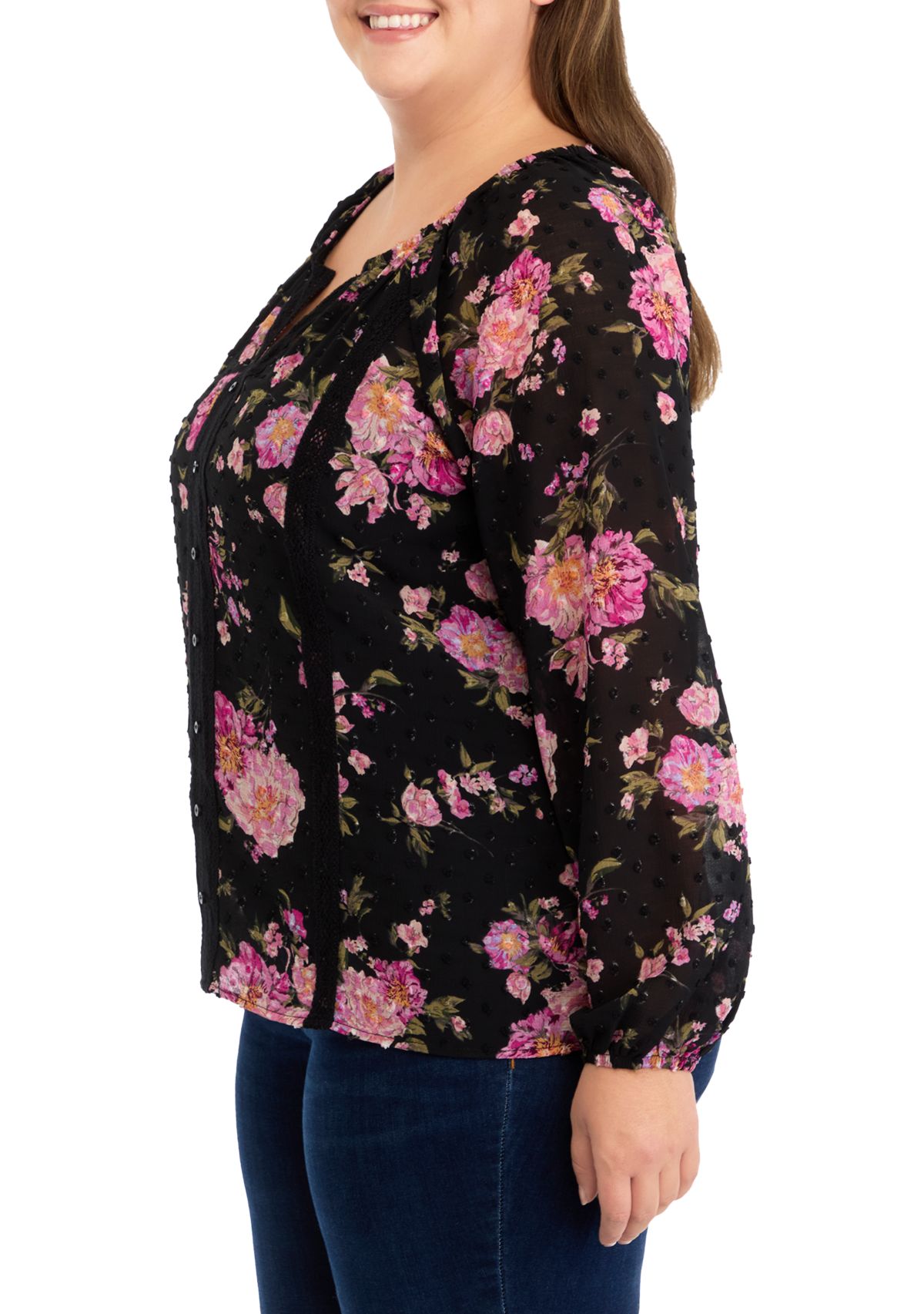 Plus Size Trim Detail Blouse